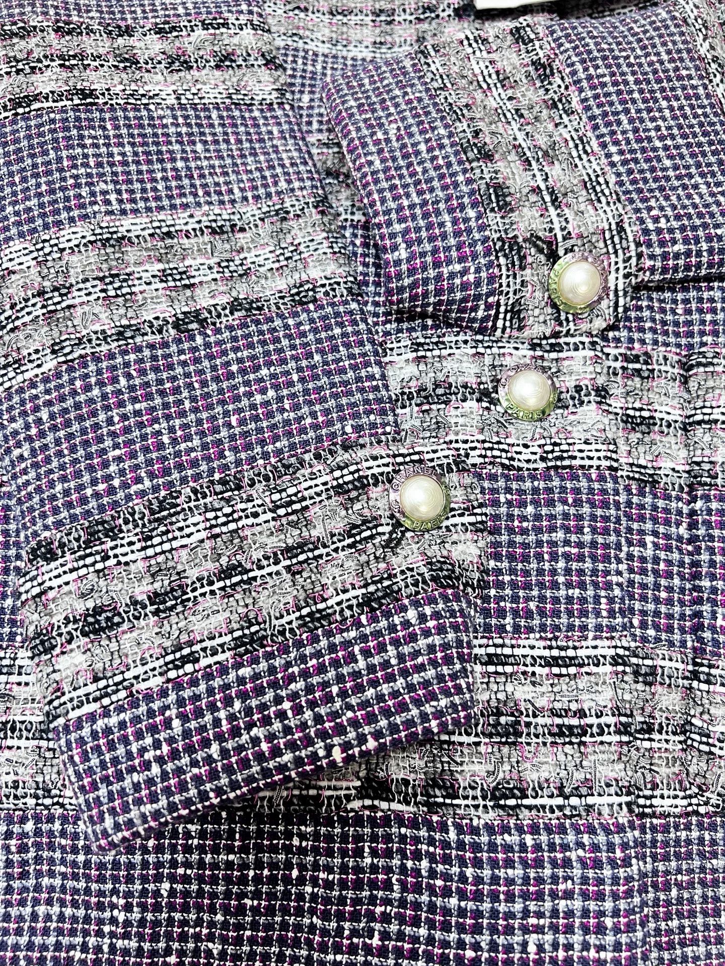 Chanel Chanel Purple Striped Tweed Coat Size US S / EU 44-46 / 1 - 5 Thumbnail