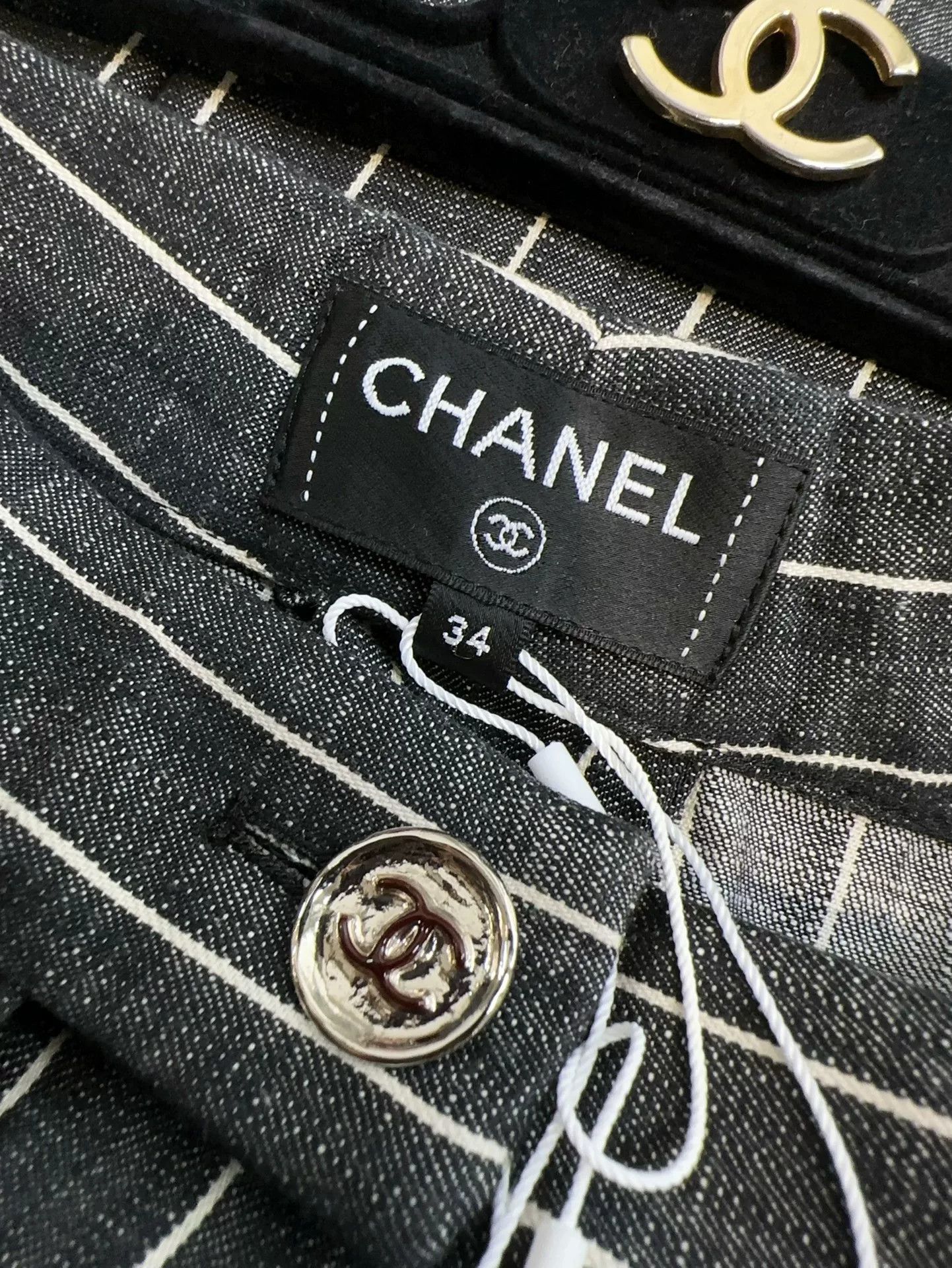 Chanel chanel gray white striped wide leg pants Size US 34 / EU 50 - 4 Thumbnail