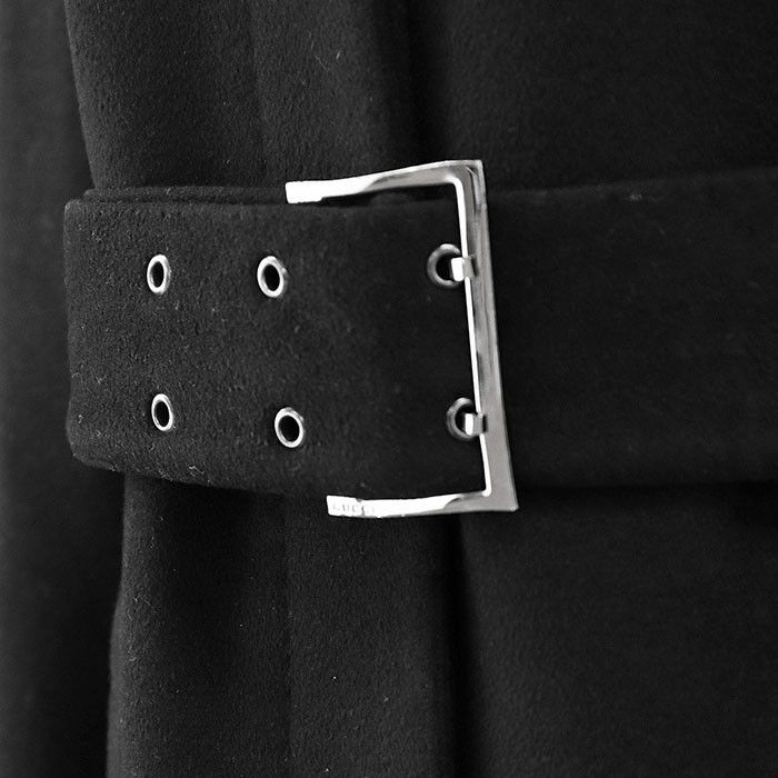 Gucci Gucci Gucci Melton Coat Wool Cashmere Long Coat Leather Outerwear DUTY FREE for USA Size ONE SIZE - 4 Thumbnail