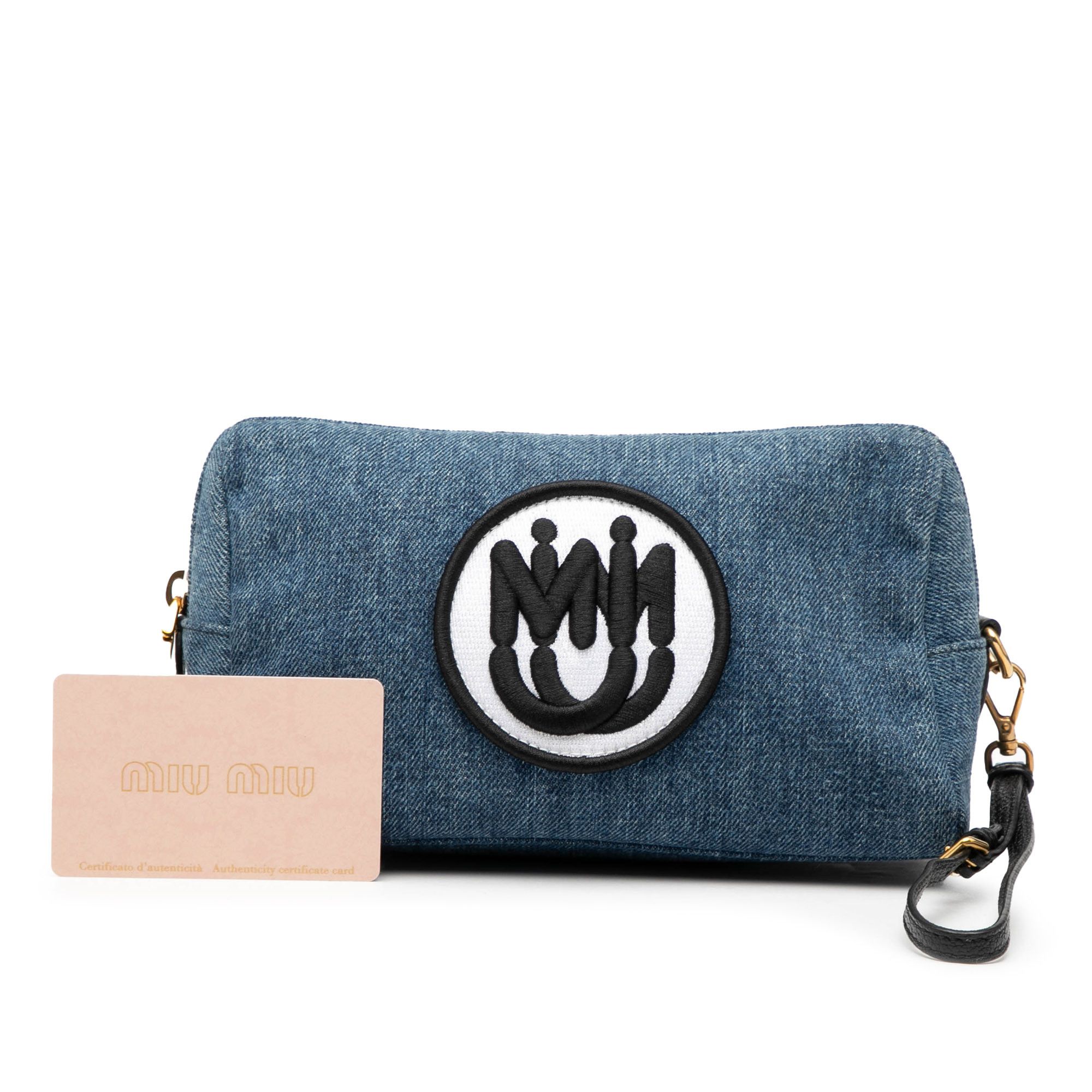 Miu Miu Miu Miu Denim Embroidered Logo Wristlet Pouch Size ONE SIZE - 8 Thumbnail