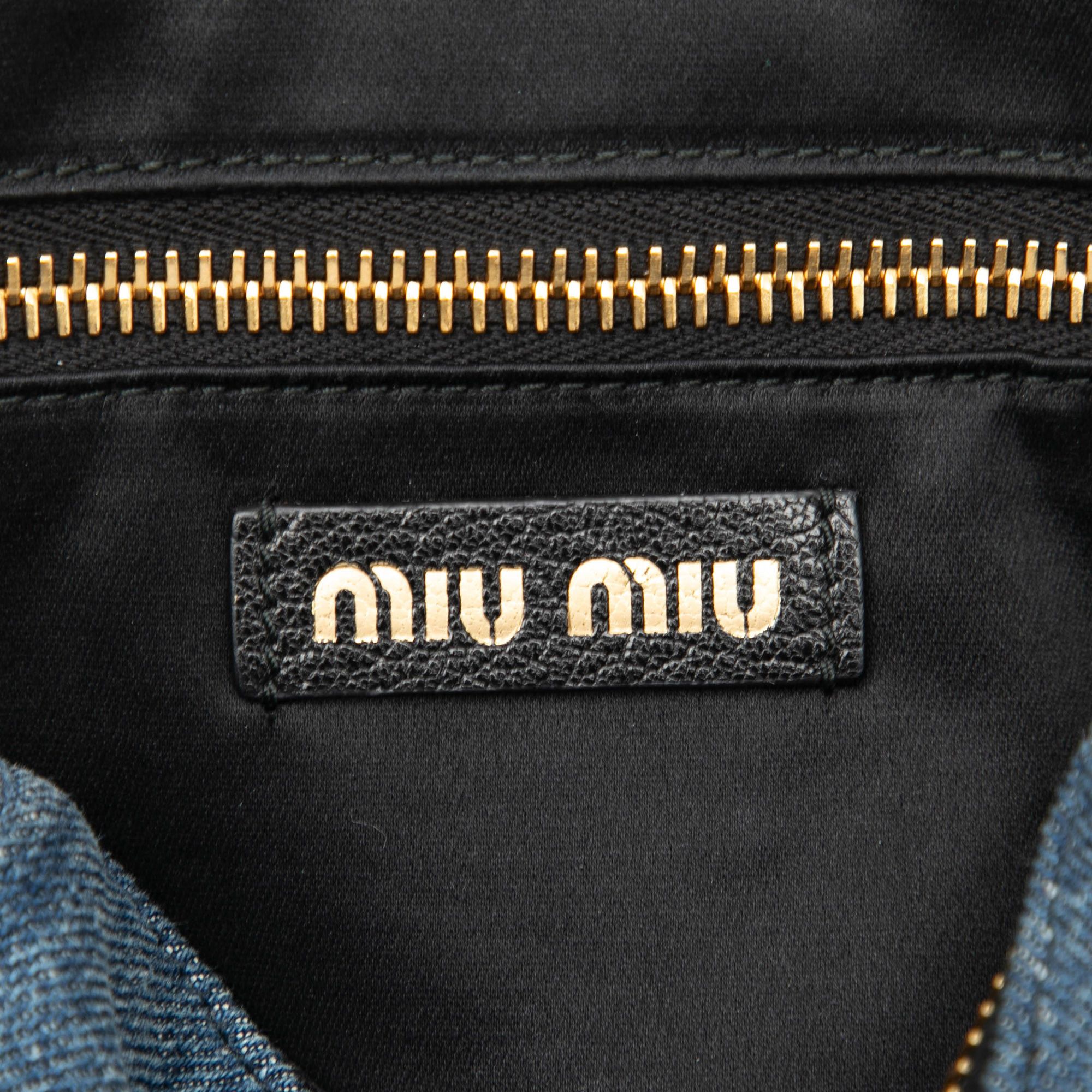 Miu Miu Miu Miu Denim Embroidered Logo Wristlet Pouch Size ONE SIZE - 5 Thumbnail