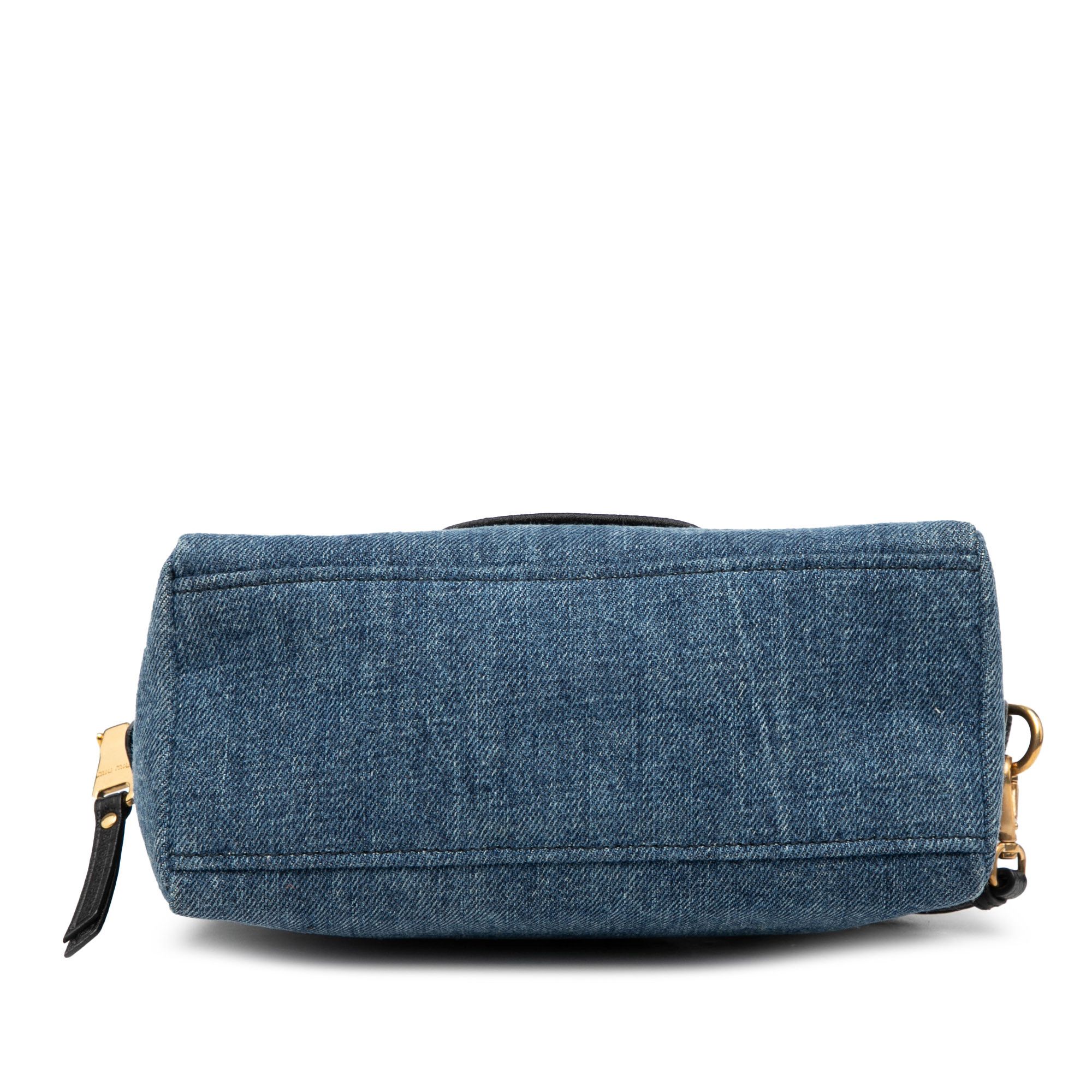 Miu Miu Miu Miu Denim Embroidered Logo Wristlet Pouch Size ONE SIZE - 3 Thumbnail