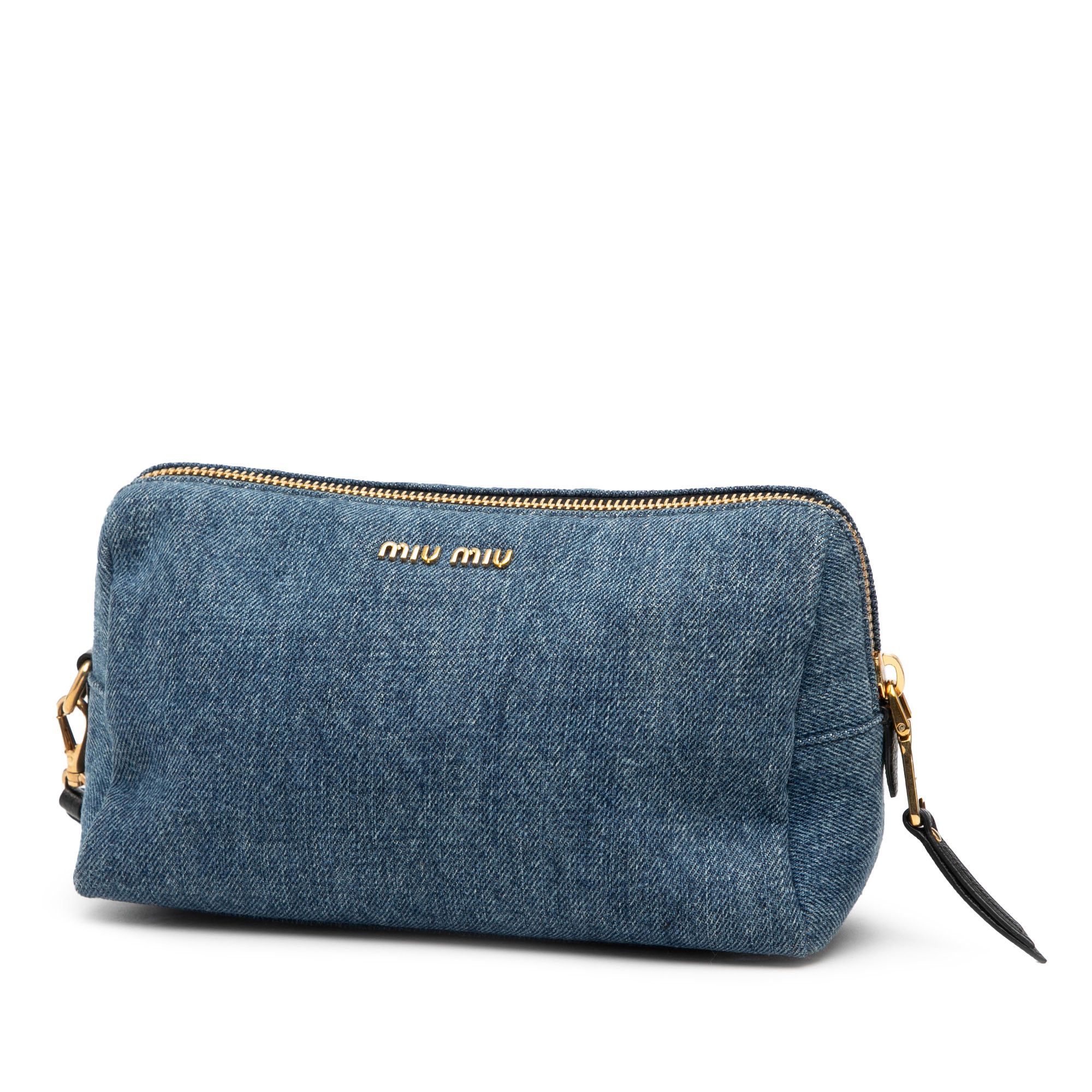 Miu Miu Miu Miu Denim Embroidered Logo Wristlet Pouch Size ONE SIZE - 2 Thumbnail