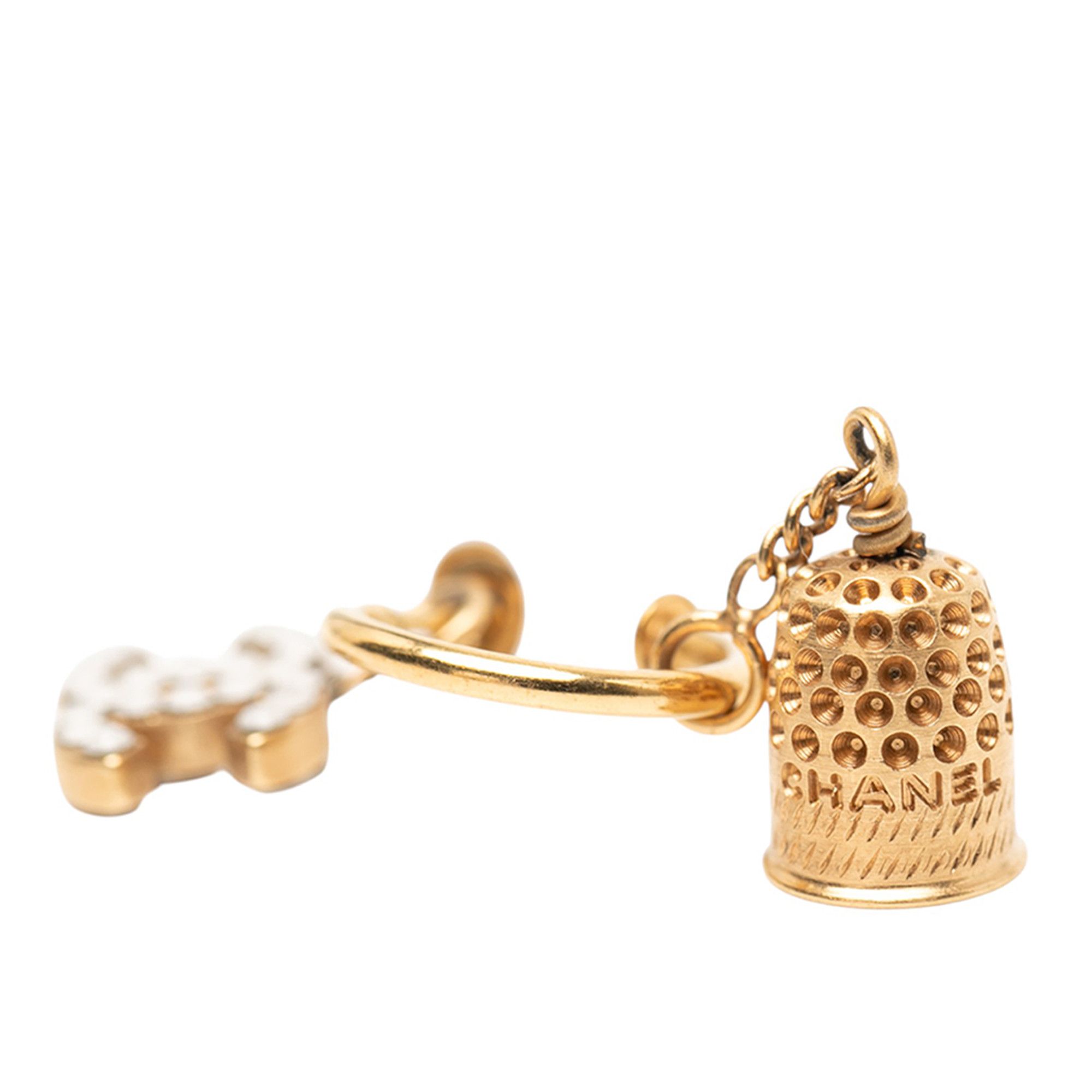 Chanel Chanel Gold Plated Enamel CC Bell Drop Push Back Earrings Size ONE SIZE - 4 Thumbnail