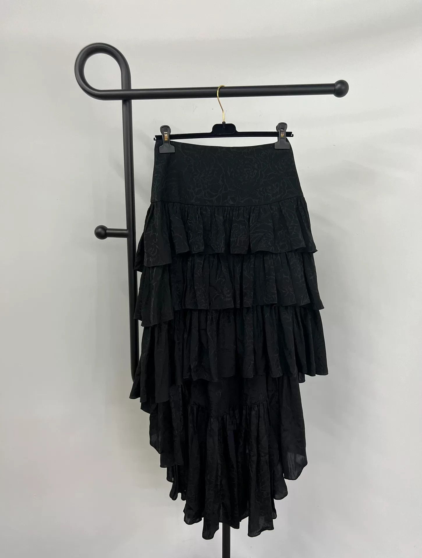 Chanel Chanel Black Silk CC Tiered Skirt Size US 38 / EU 54 - 2 Thumbnail