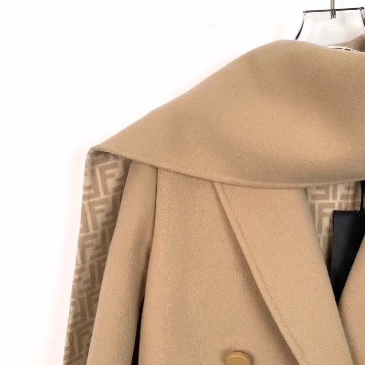 Fendi Fendi Brown Wool Double-Breasted Coat Size US S / EU 44-46 / 1 - 3 Thumbnail