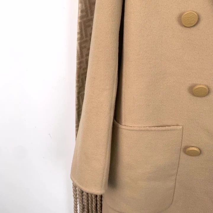 Fendi Fendi Brown Wool Double-Breasted Coat Size US S / EU 44-46 / 1 - 4 Thumbnail