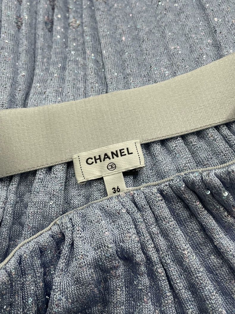 Chanel Chanel 25P Blue Sequin Skirt Size US 36 / EU 52 - 4 Thumbnail