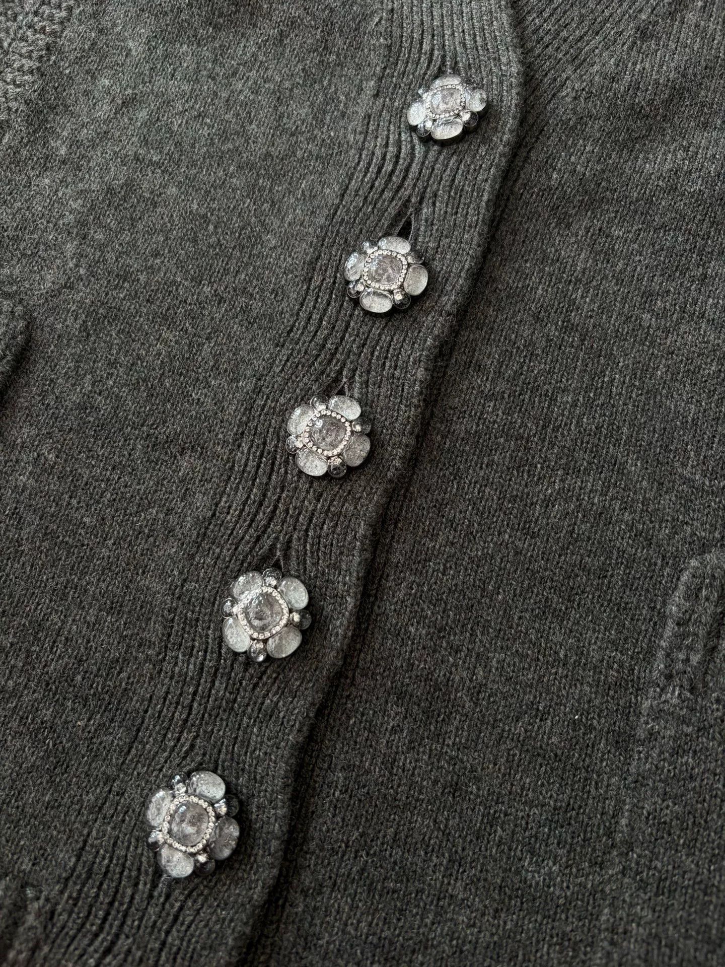 Chanel Chanel Gray Green Floral Crystal Button Vest Size US XS / EU 42 / 0 - 3 Thumbnail