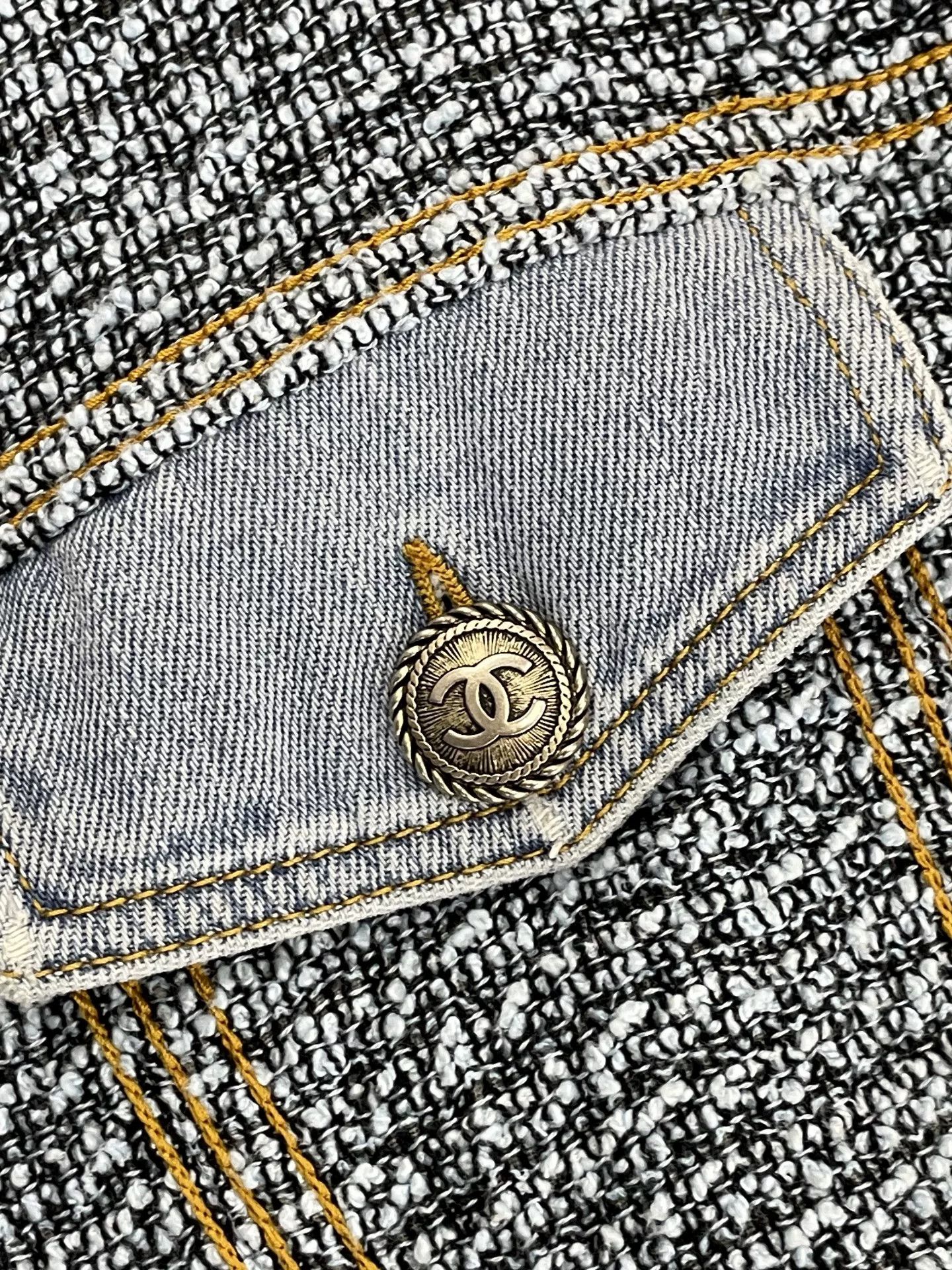 Chanel Chanel Blue Denim Tweed Jacket Size US XL / EU 56 / 4 - 3 Thumbnail