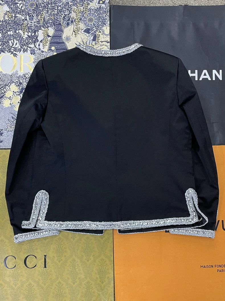 Chanel Chanel Black Silk Trimmed Jacket Size US M / EU 48-50 / 2 - 3 Thumbnail