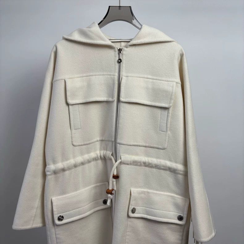 Hermes Hermes White Fringe Cashmere Coat Size US XS / EU 42 / 0 - 6 Thumbnail