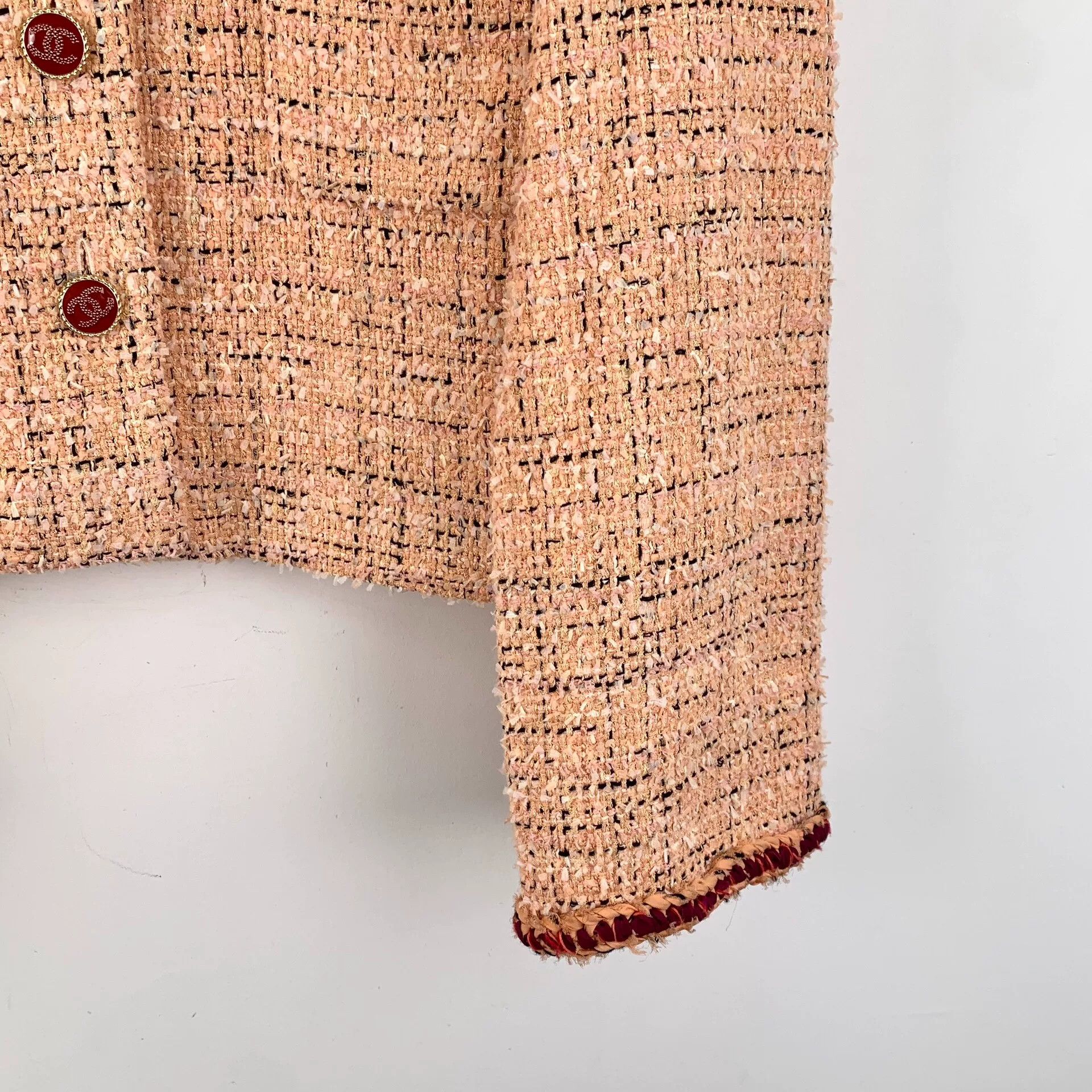 Chanel chanel orange tweed button-up jacket Size US M / EU 48-50 / 2 - 4 Thumbnail