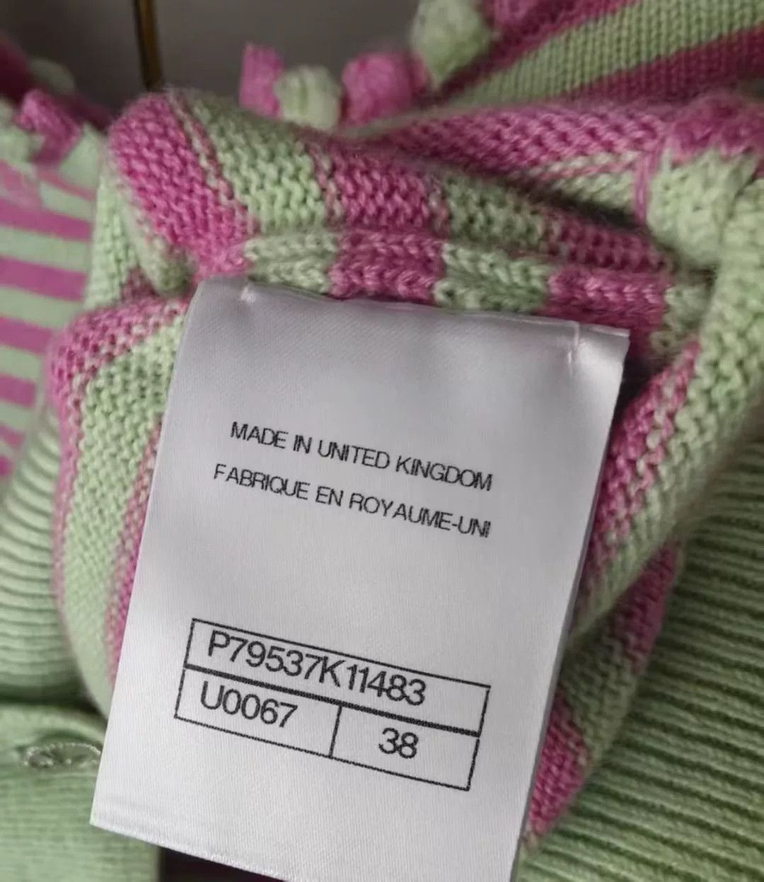 Chanel Chanel Pink Green Striped Sweater Size US M / EU 48-50 / 2 - 5 Thumbnail