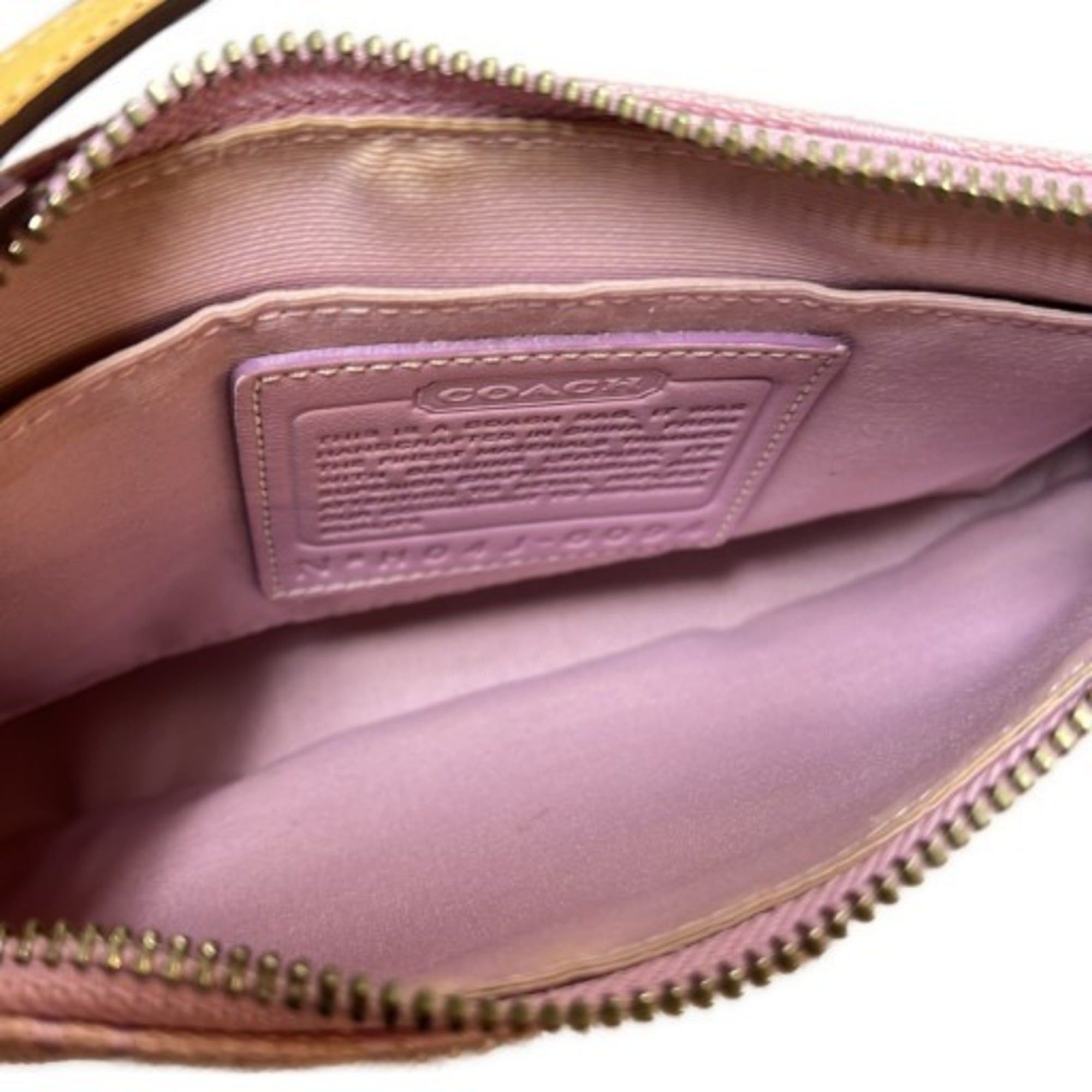 COACH Shoulder Bag Pouch Signature Leather Canvas Pink 6094 