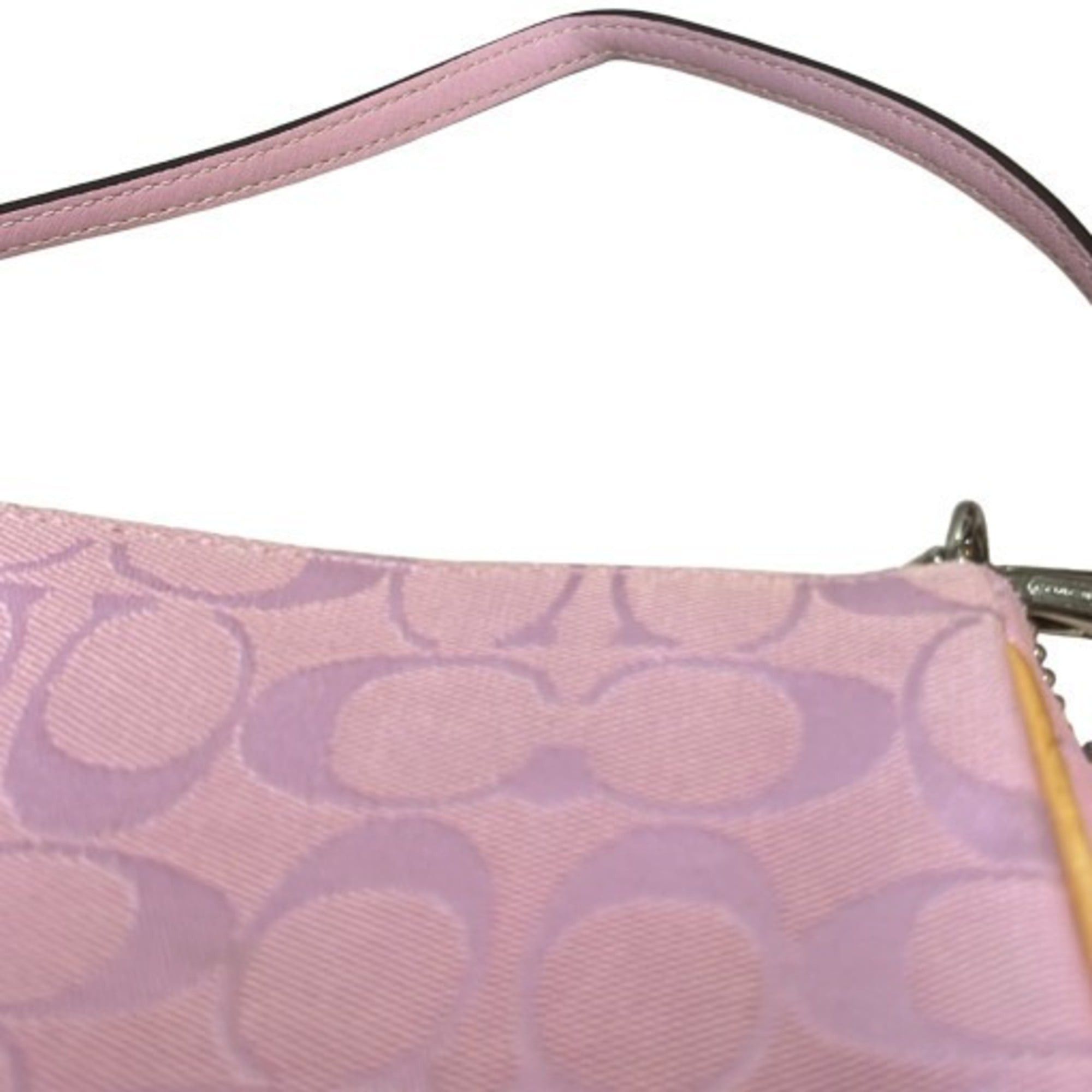COACH Shoulder Bag Pouch Signature Leather Canvas Pink 6094 
