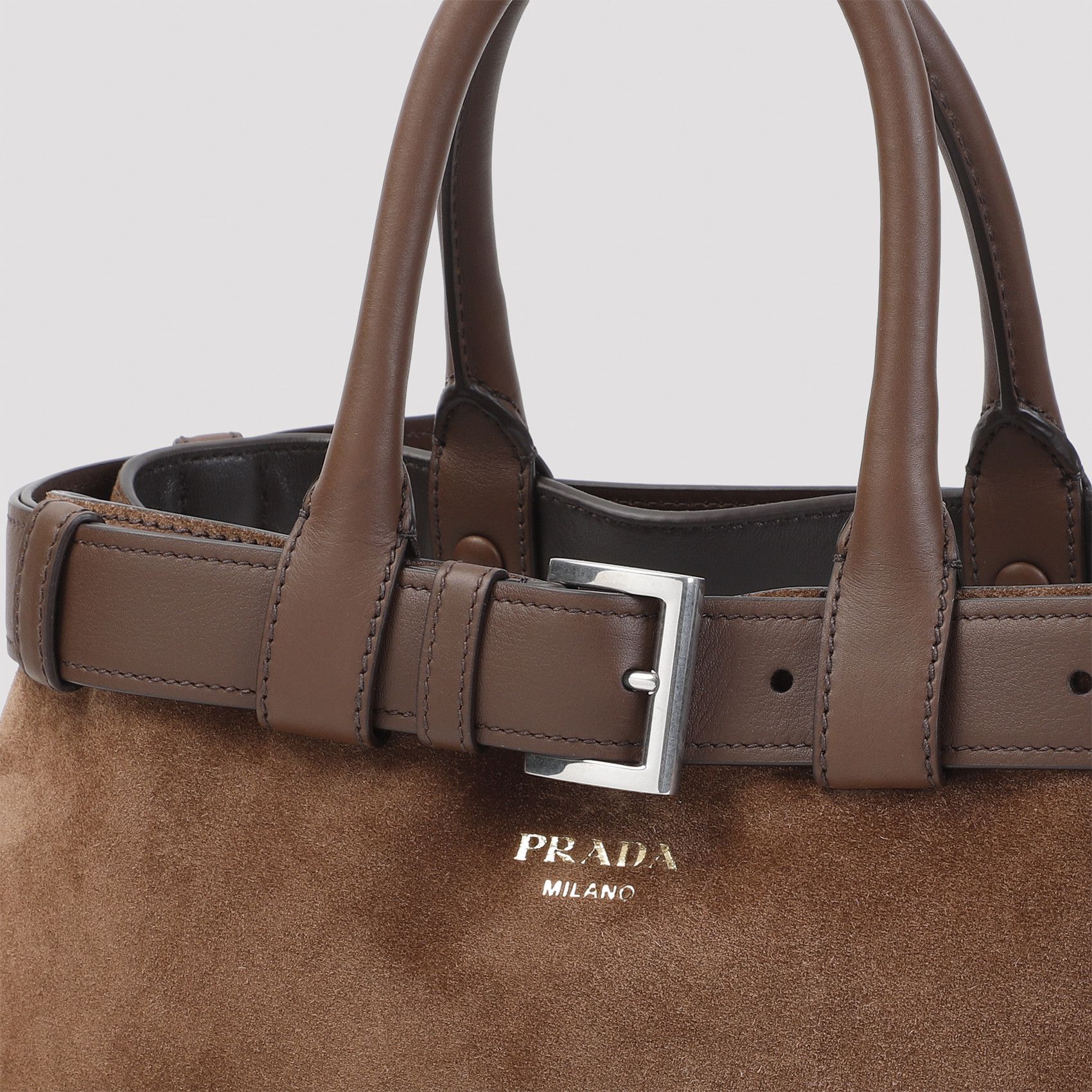 Prada Suede Prada Buckle Medium Handbag Size ONE SIZE - 3 Thumbnail