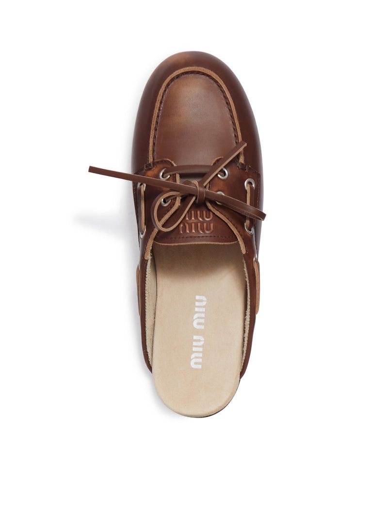 Miu Miu SABOT IN SMOOTH DÉLAVÉ LEATHER Size US 10 / IT 40 - 4 Thumbnail