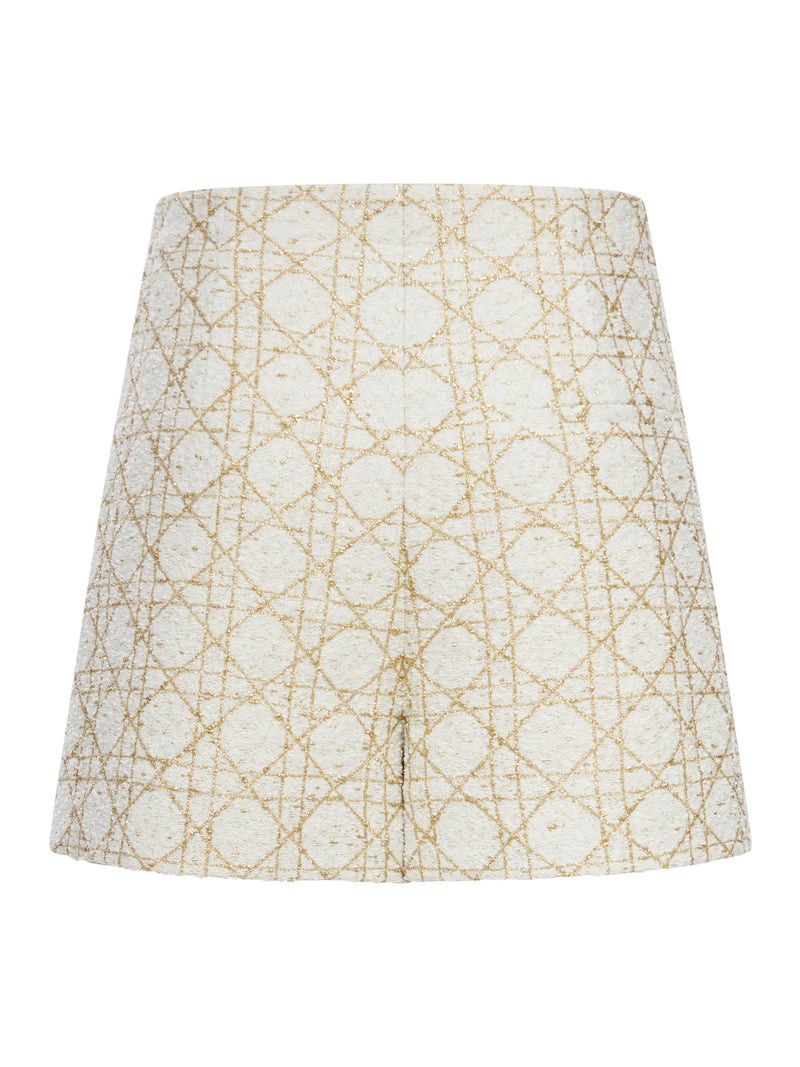 Dior MACROCANNAGE TROUSERSKIRT IN WHITE AND GOLD WOOL BLEND TWEED Size 34" / US 12 / IT 48 - 2 Thumbnail