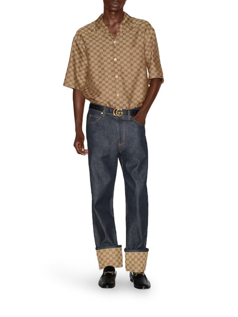 Gucci LINEN BLEND SHIRT WITH ALLOVER GG Size US M / EU 48-50 / 2 - 2 Thumbnail