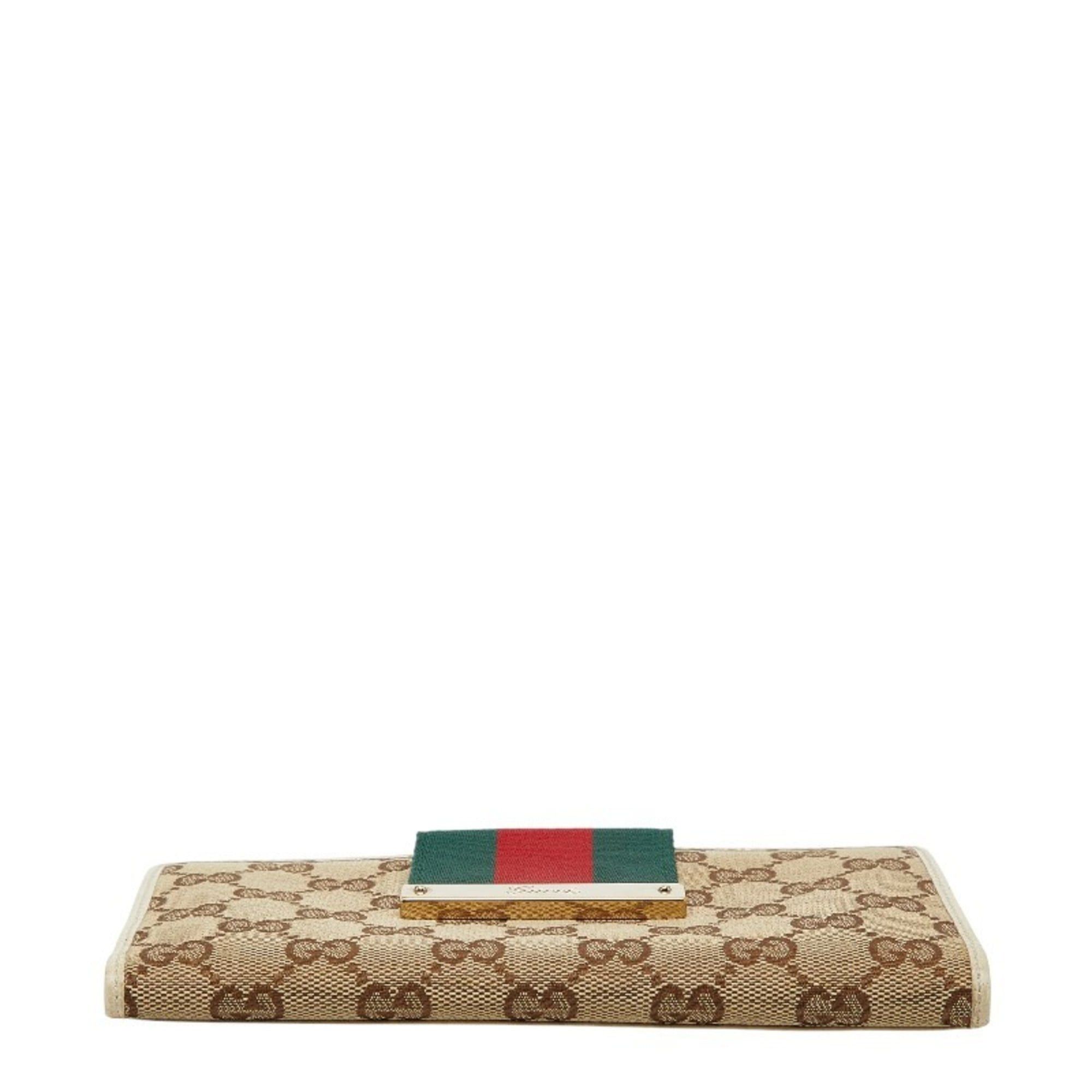Gucci Gucci GG Canvas Sherry Line Long Wallet 181672 Beige Ivory Leather Women's GUCCI Size ONE SIZE - 3 Thumbnail