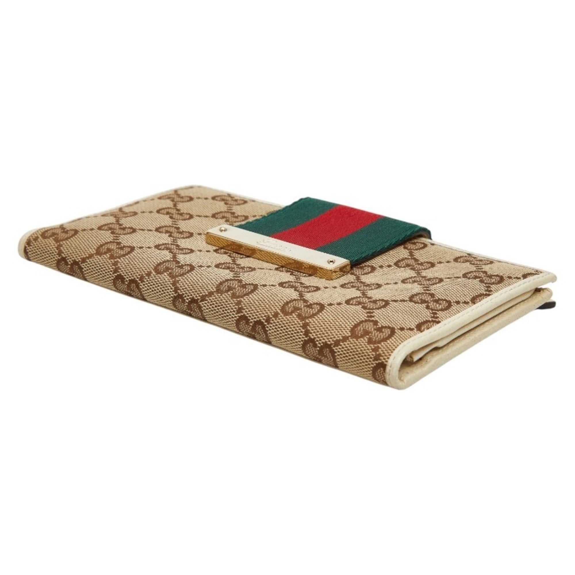 Gucci Gucci GG Canvas Sherry Line Long Wallet 181672 Beige Ivory Leather Women's GUCCI Size ONE SIZE - 4 Thumbnail