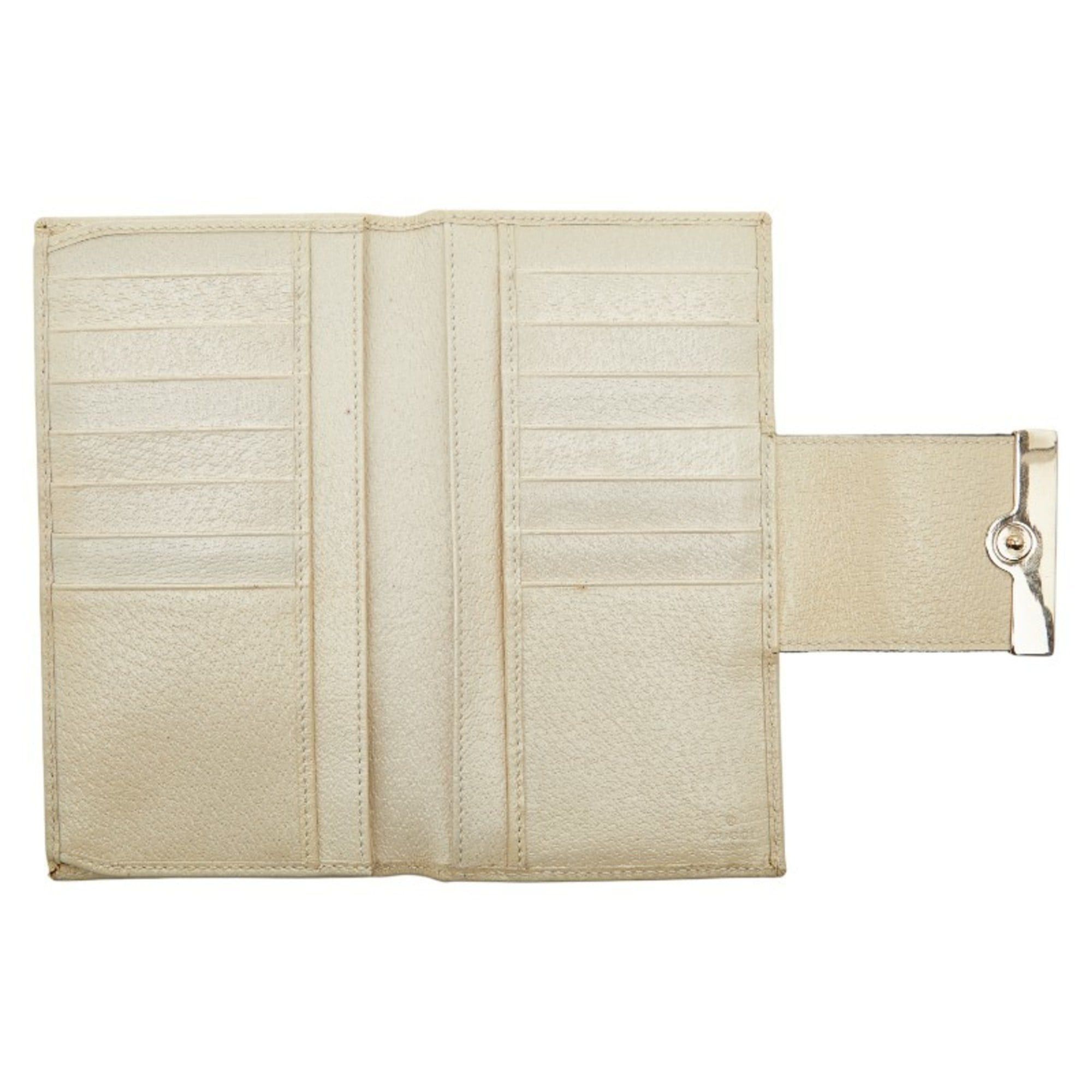 Gucci Gucci GG Canvas Sherry Line Long Wallet 181672 Beige Ivory Leather Women's GUCCI Size ONE SIZE - 6 Thumbnail