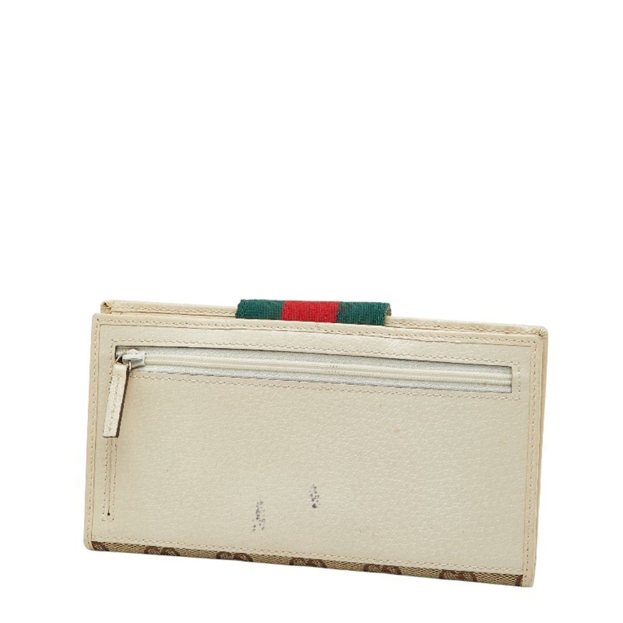 Gucci Gucci GG Canvas Sherry Line Long Wallet 181672 Beige Ivory Leather Women's GUCCI Size ONE SIZE - 2 Thumbnail