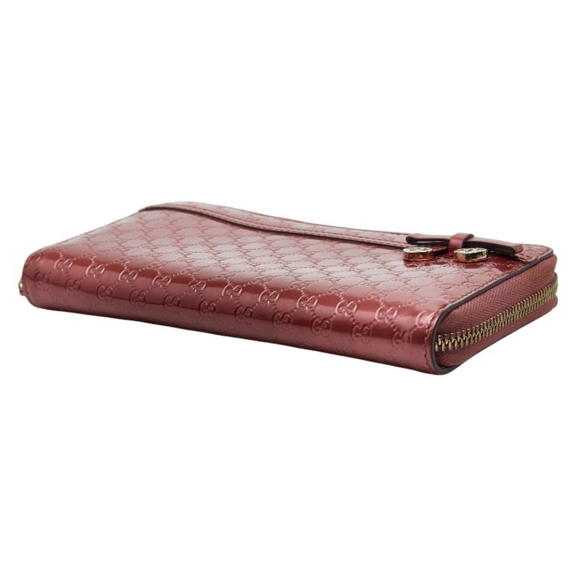 Gucci Gucci Micro Guccissima Ribbon Heart Round Zip Long Wallet 307997 Pink Enamel Women's GUCCI Size ONE SIZE - 4 Thumbnail