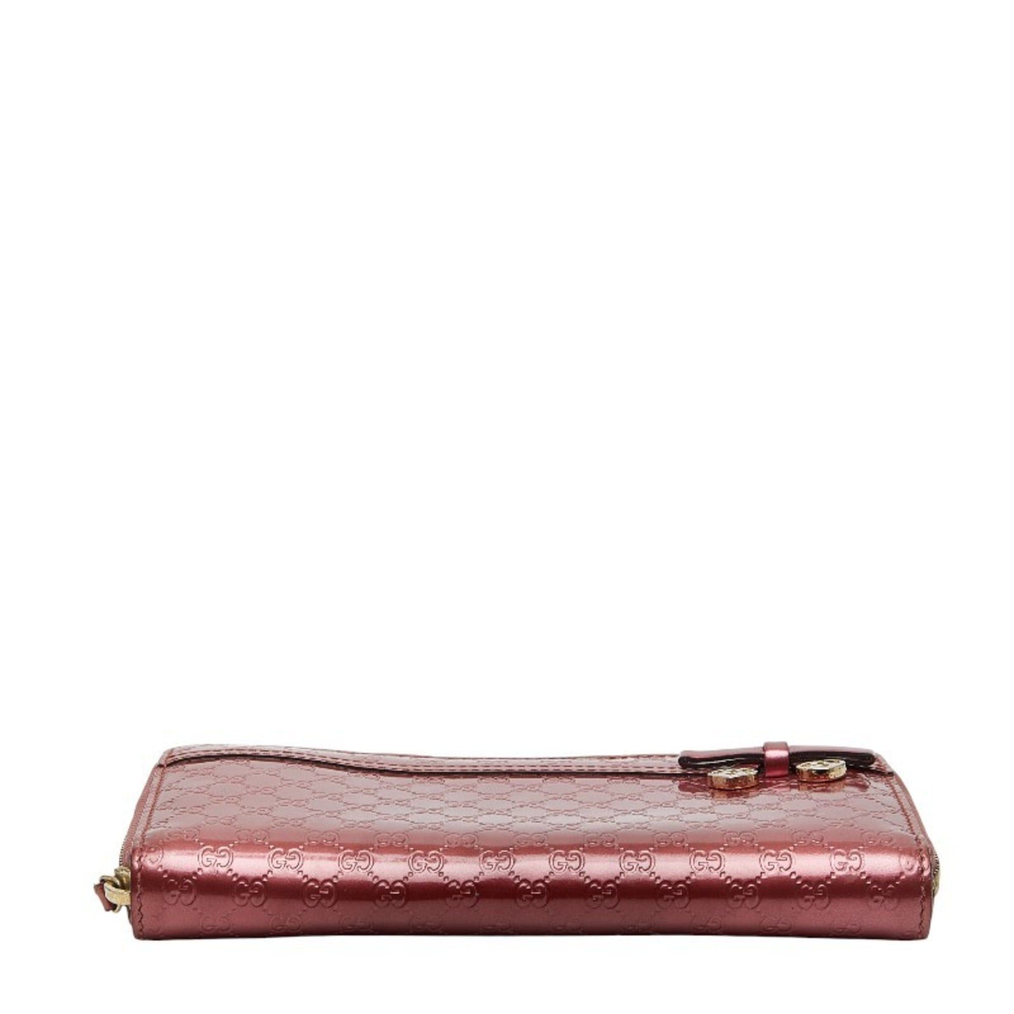 Gucci Gucci Micro Guccissima Ribbon Heart Round Zip Long Wallet 307997 Pink Enamel Women's GUCCI Size ONE SIZE - 3 Thumbnail