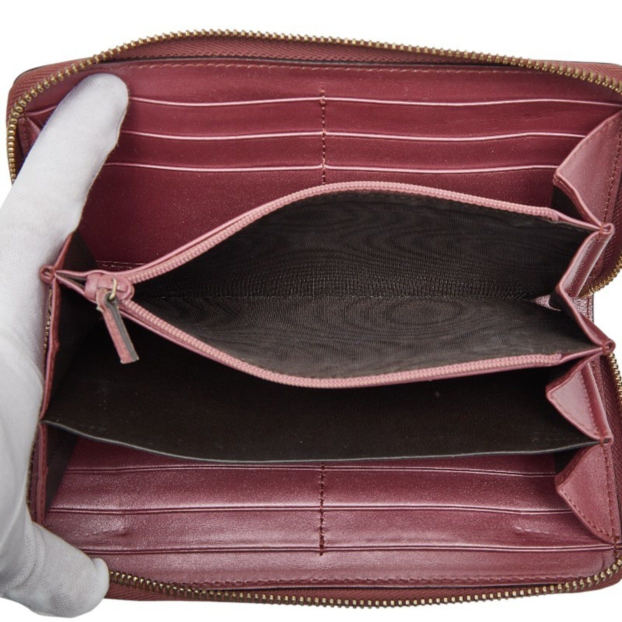 Gucci Gucci Micro Guccissima Ribbon Heart Round Zip Long Wallet 307997 Pink Enamel Women's GUCCI Size ONE SIZE - 7 Thumbnail