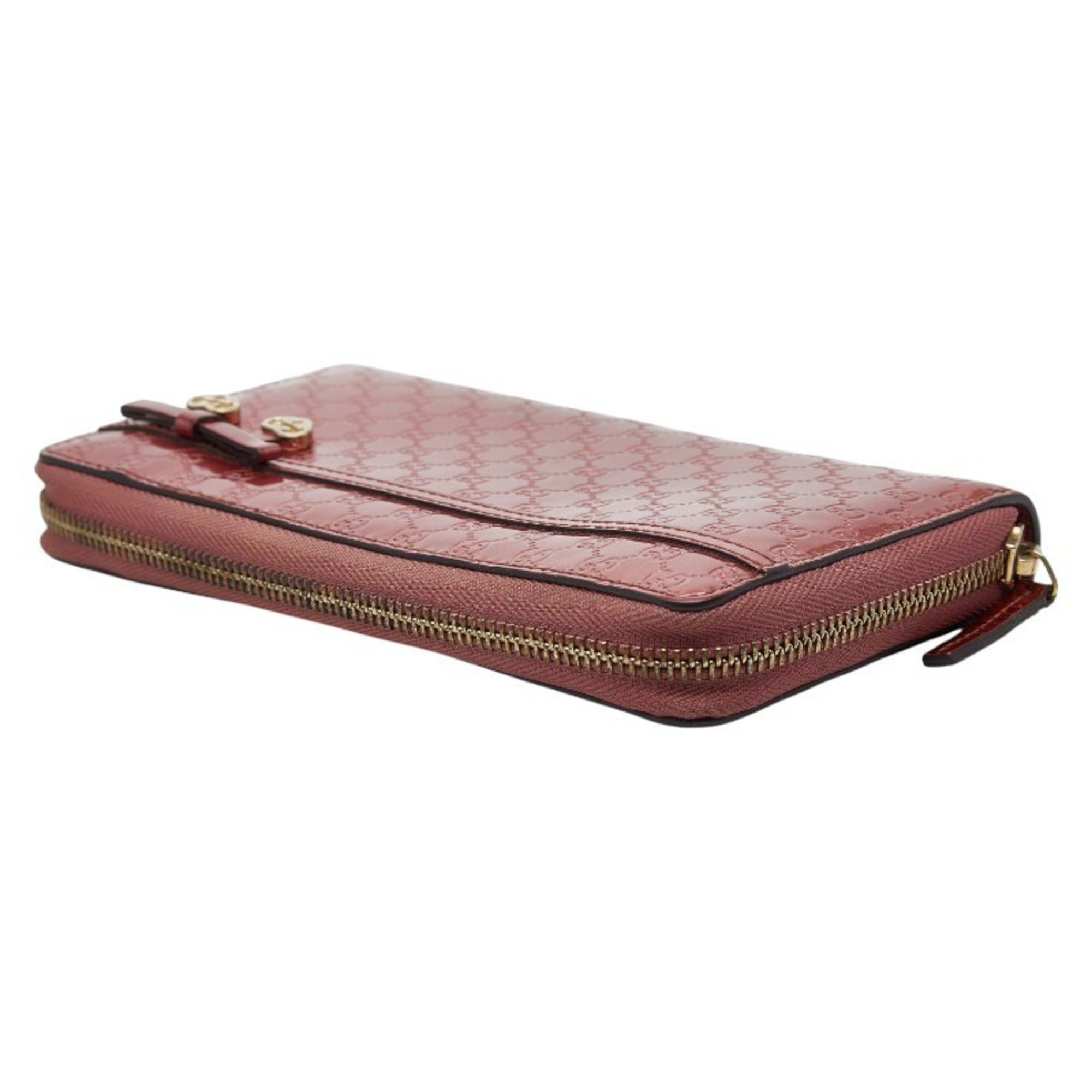 Gucci Gucci Micro Guccissima Ribbon Heart Round Zip Long Wallet 307997 Pink Enamel Women's GUCCI Size ONE SIZE - 5 Thumbnail