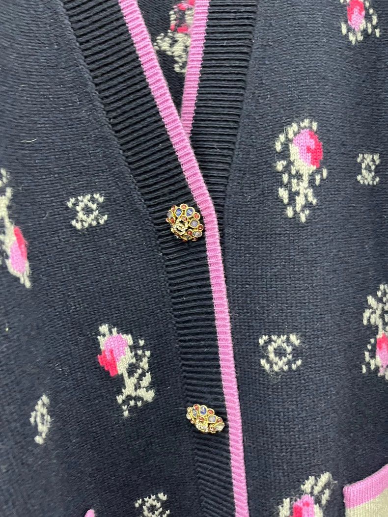 Chanel Chanel 22K Blue Floral Knit Cardigan Size US M / EU 48-50 / 2 - 2 Thumbnail