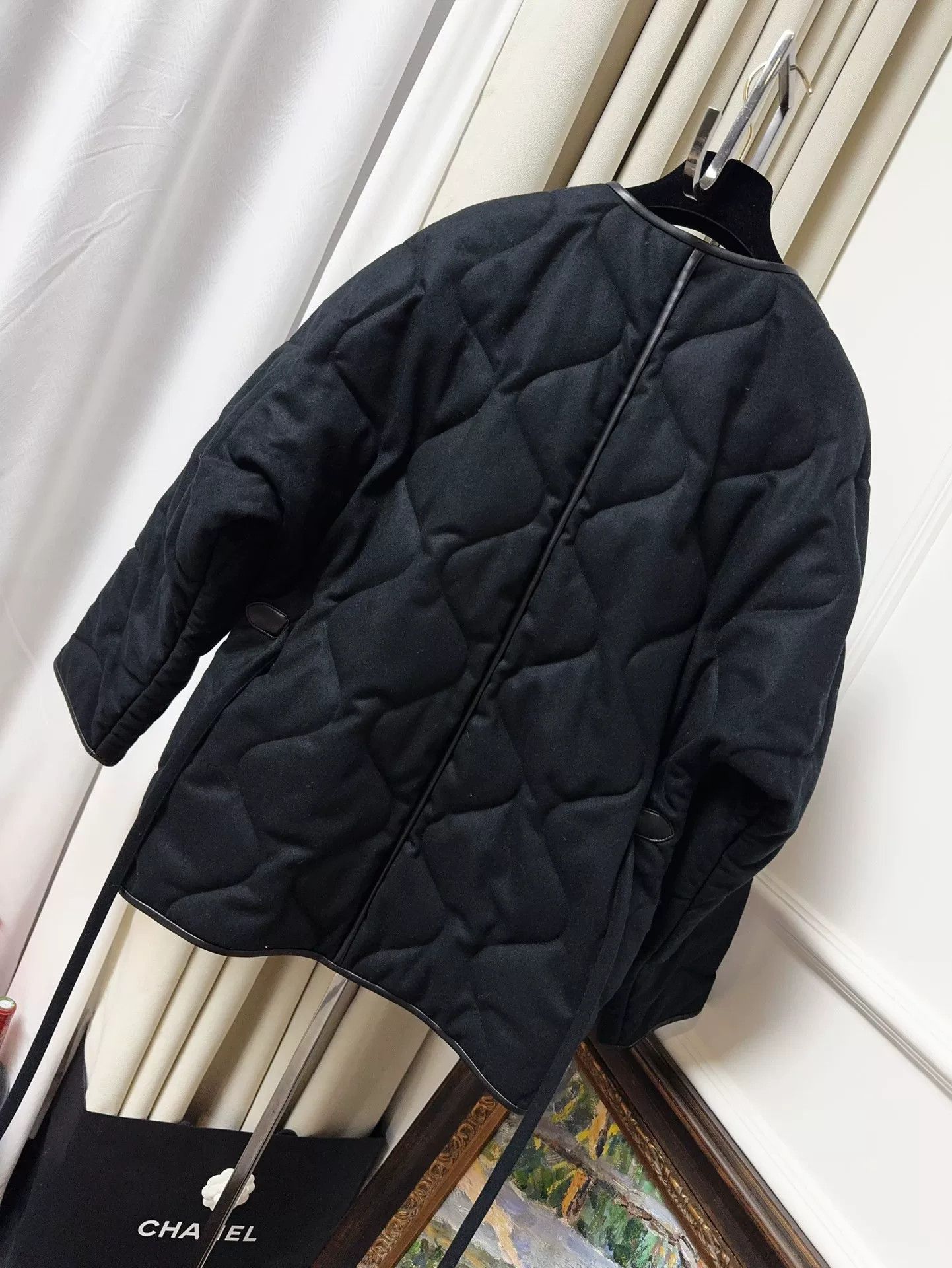 Hermes Hermes Black Quilted Wool Coat Size US M / EU 48-50 / 2 - 2 Thumbnail