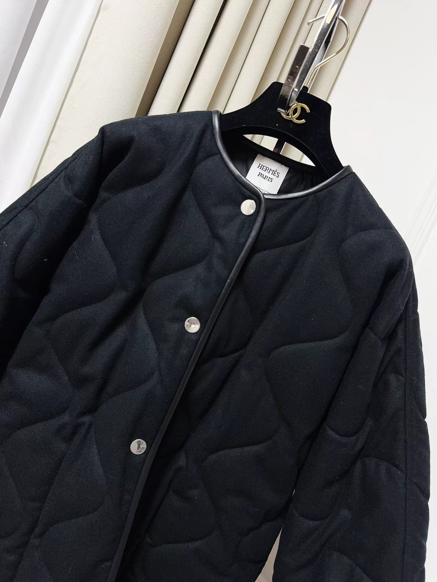 Hermes Hermes Black Quilted Wool Coat Size US M / EU 48-50 / 2 - 3 Thumbnail