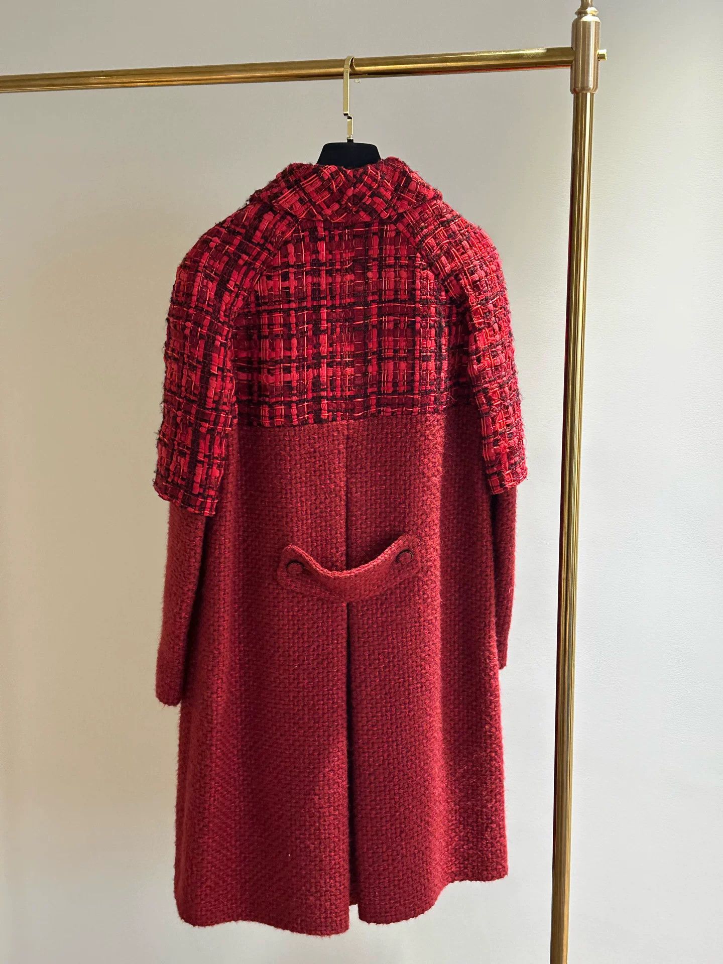 Chanel Chanel Red Tweed Mid-Length Coat FR42 Size US L / EU 52-54 / 3 - 2 Thumbnail