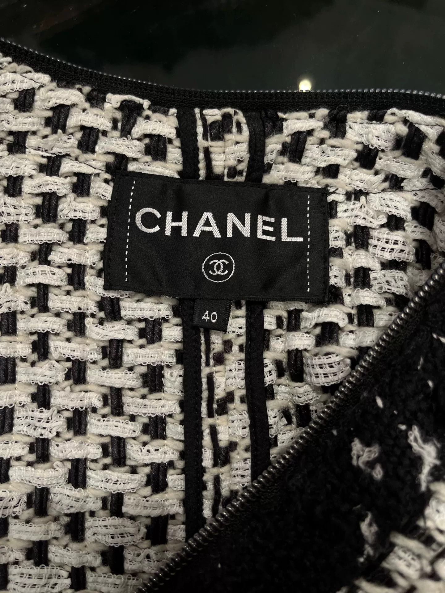 Chanel 2016 Knit Plaid Black White Vest