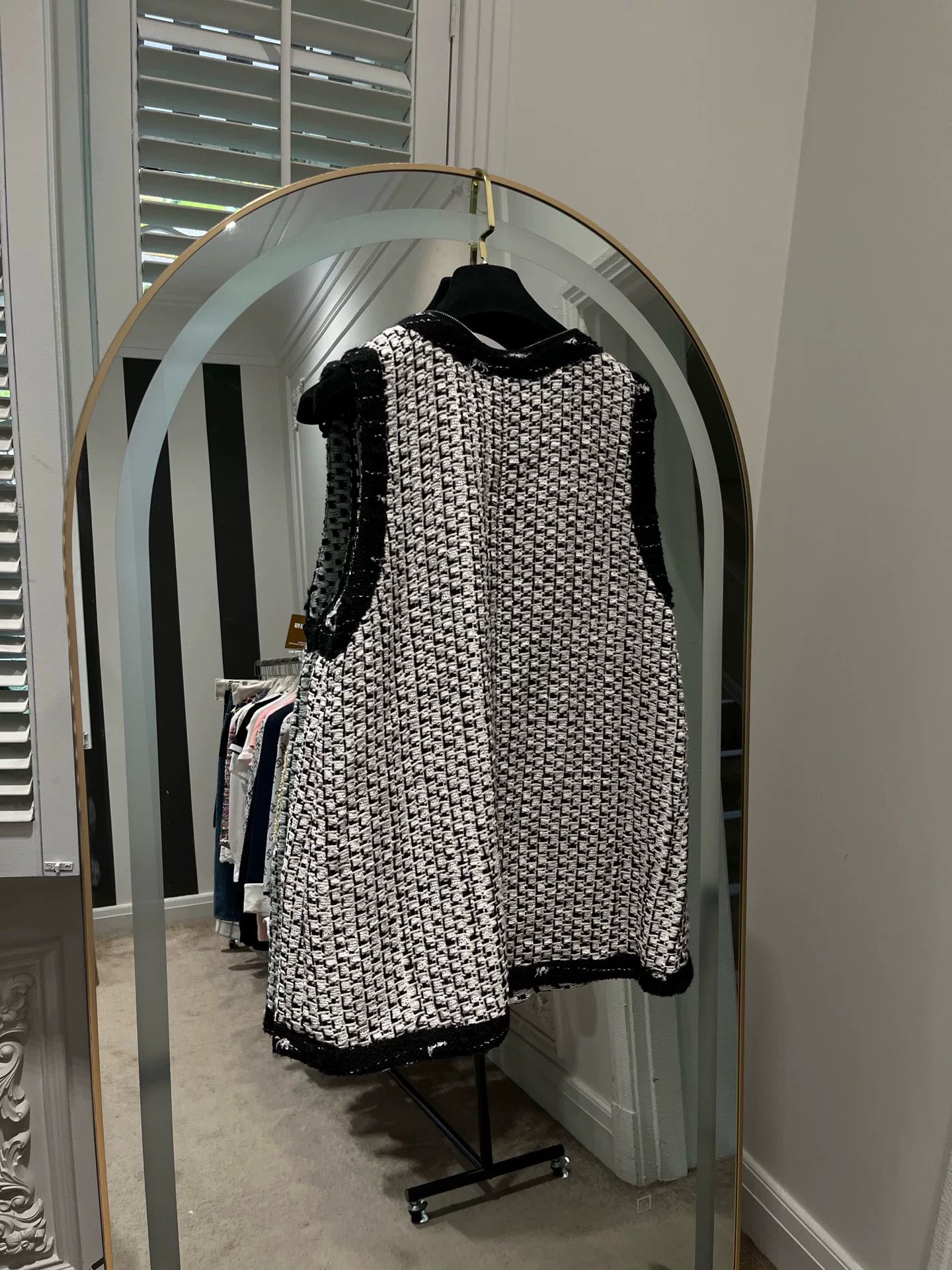 Chanel 2016 Knit Plaid Black White Vest