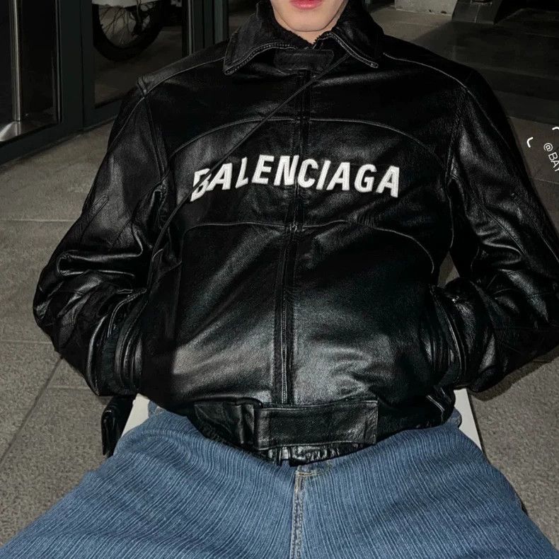Balenciaga Balenciaga Logo Leather Biker Jacket Size US M / EU 48-50 / 2 - 5 Thumbnail