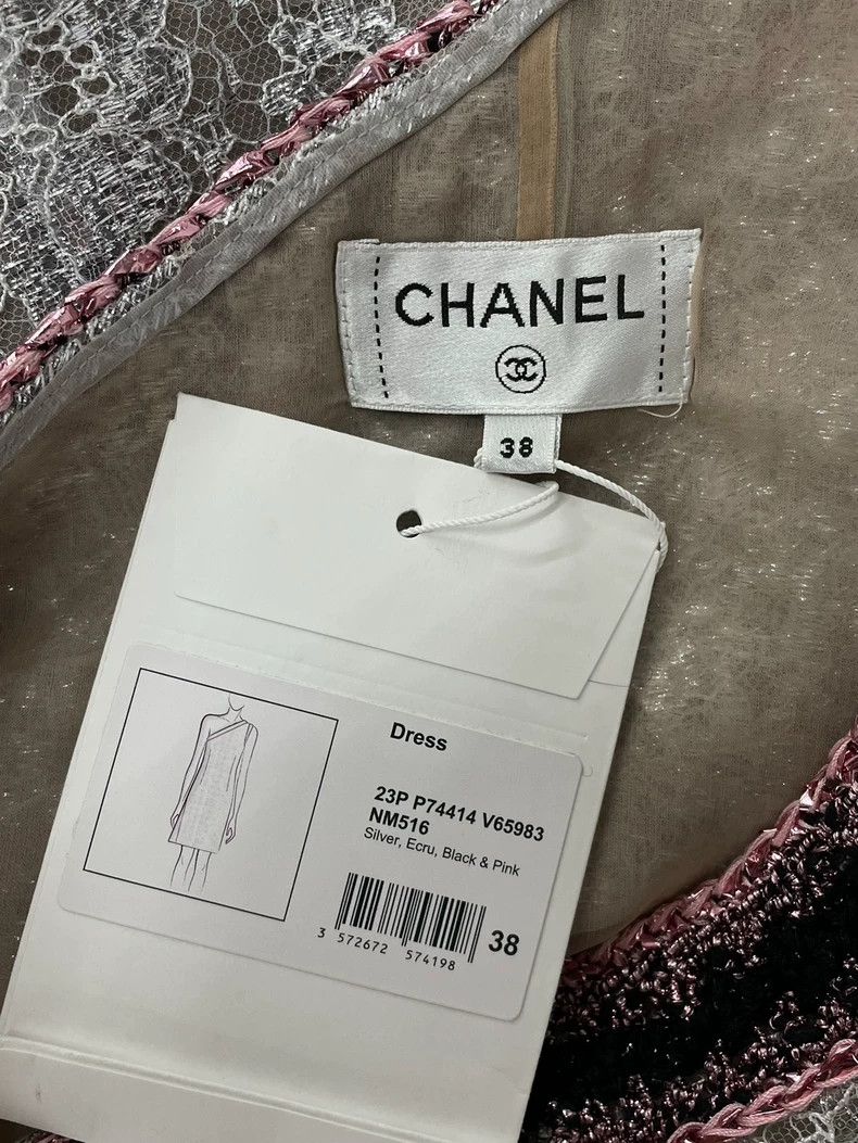 Chanel Chanel Silver Tweed Trim Lace Dress Size M / US 6-8 / IT 42-44 - 5 Thumbnail