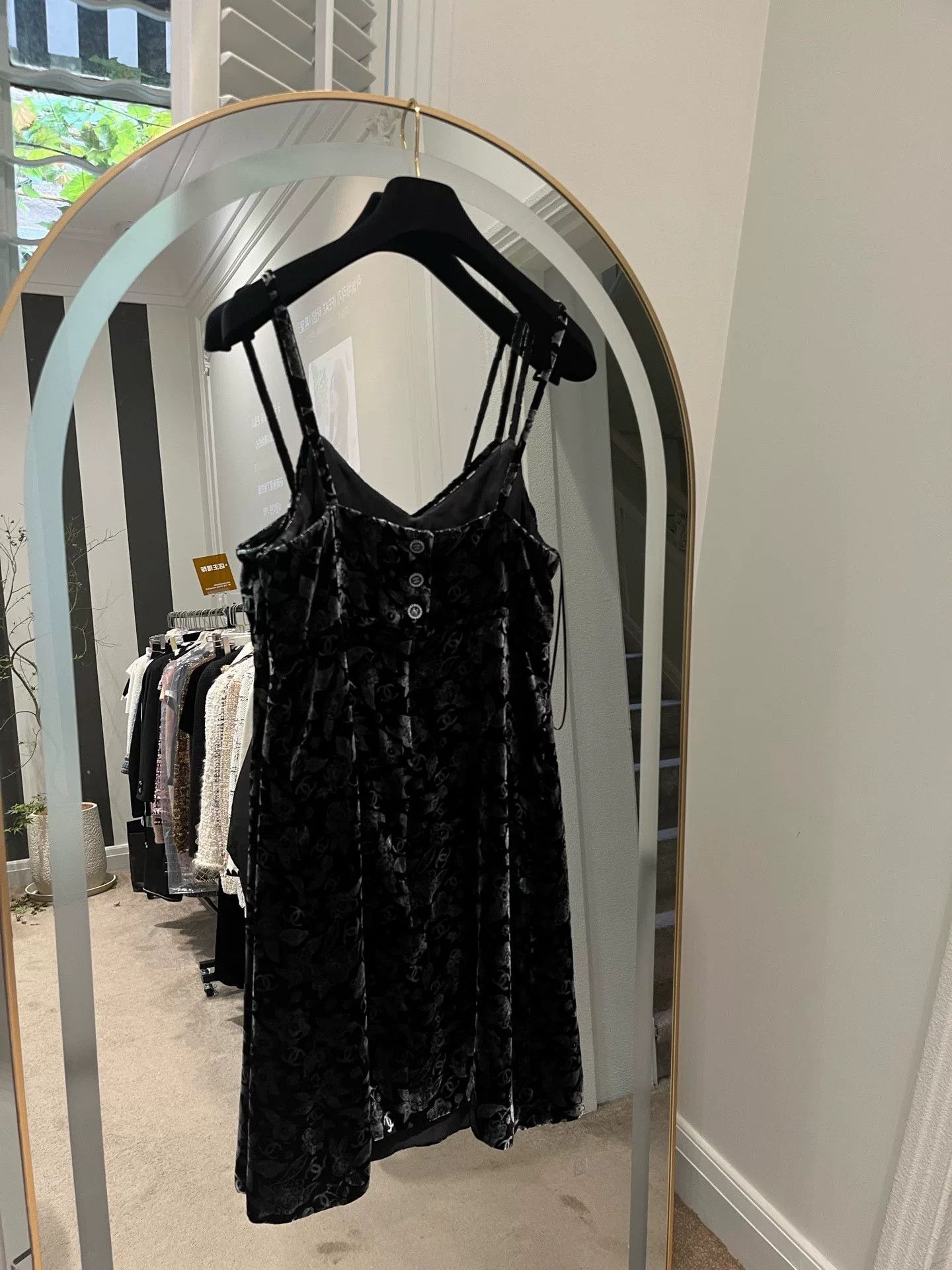 Chanel Chanel Black Velvet Printed Camisole Dress Size US M / EU 48-50 / 2 - 2 Thumbnail