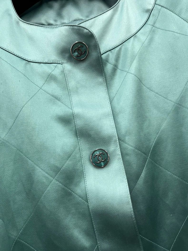 Chanel Chanel 23P Blue Silk Trench Coat Size US M / EU 48-50 / 2 - 2 Thumbnail