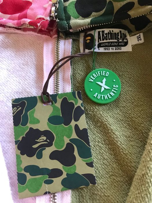 Bape Bape Shark Hoodie Pink/Green Split Camo | Grailed