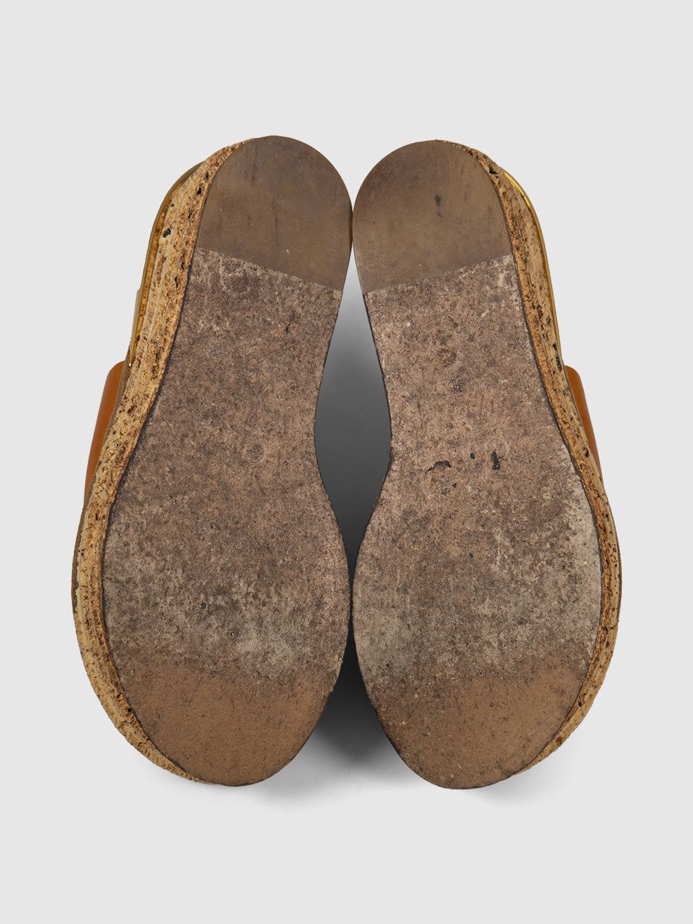 Brown Leather & Cork Wedge Sandals