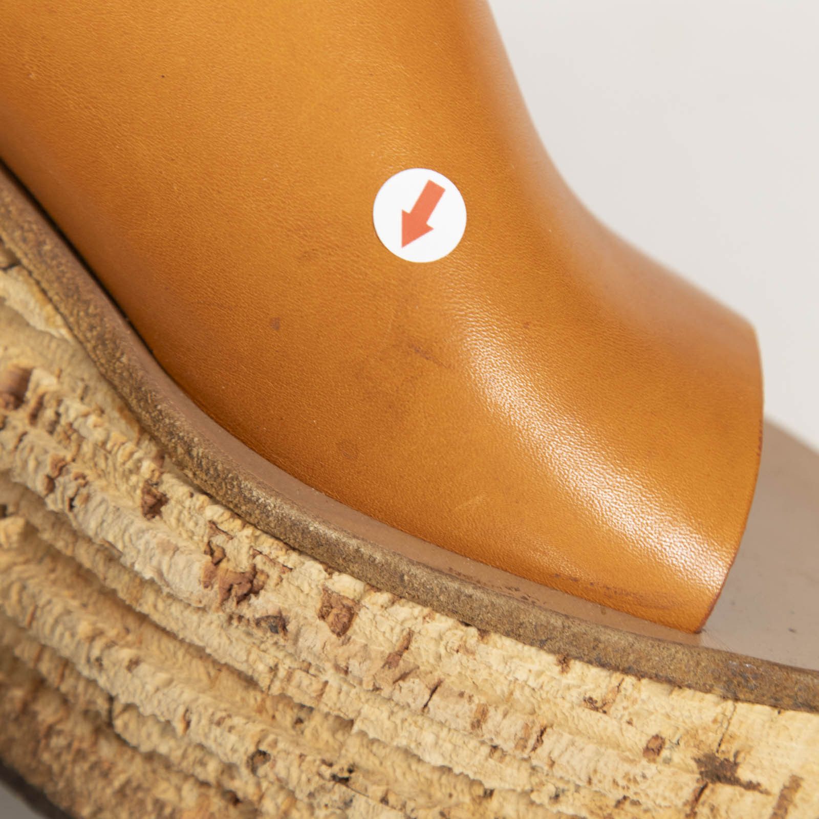 Brown Leather & Cork Wedge Sandals