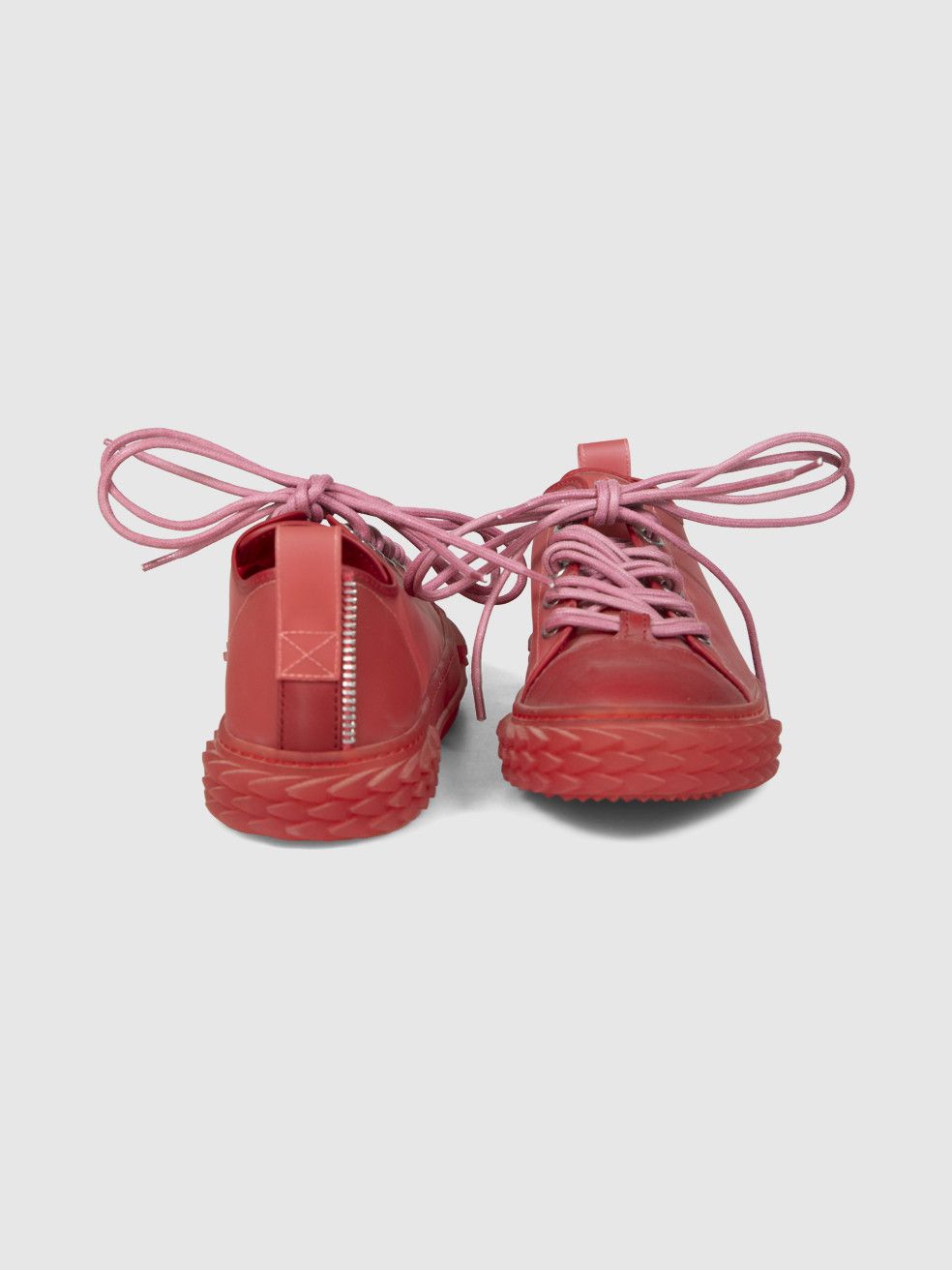 Giuseppe Zanotti Red Lace Up Blabber Trainers Size US 7 / IT 37 - 3 Thumbnail