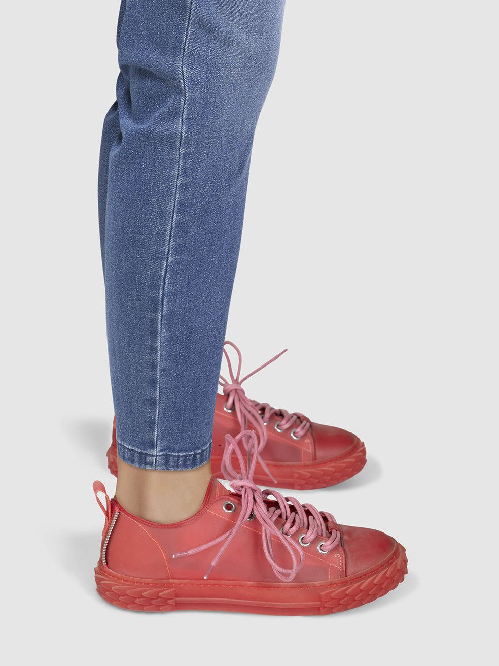 Giuseppe Zanotti Red Lace Up Blabber Trainers Size US 7 / IT 37 - 2 Thumbnail