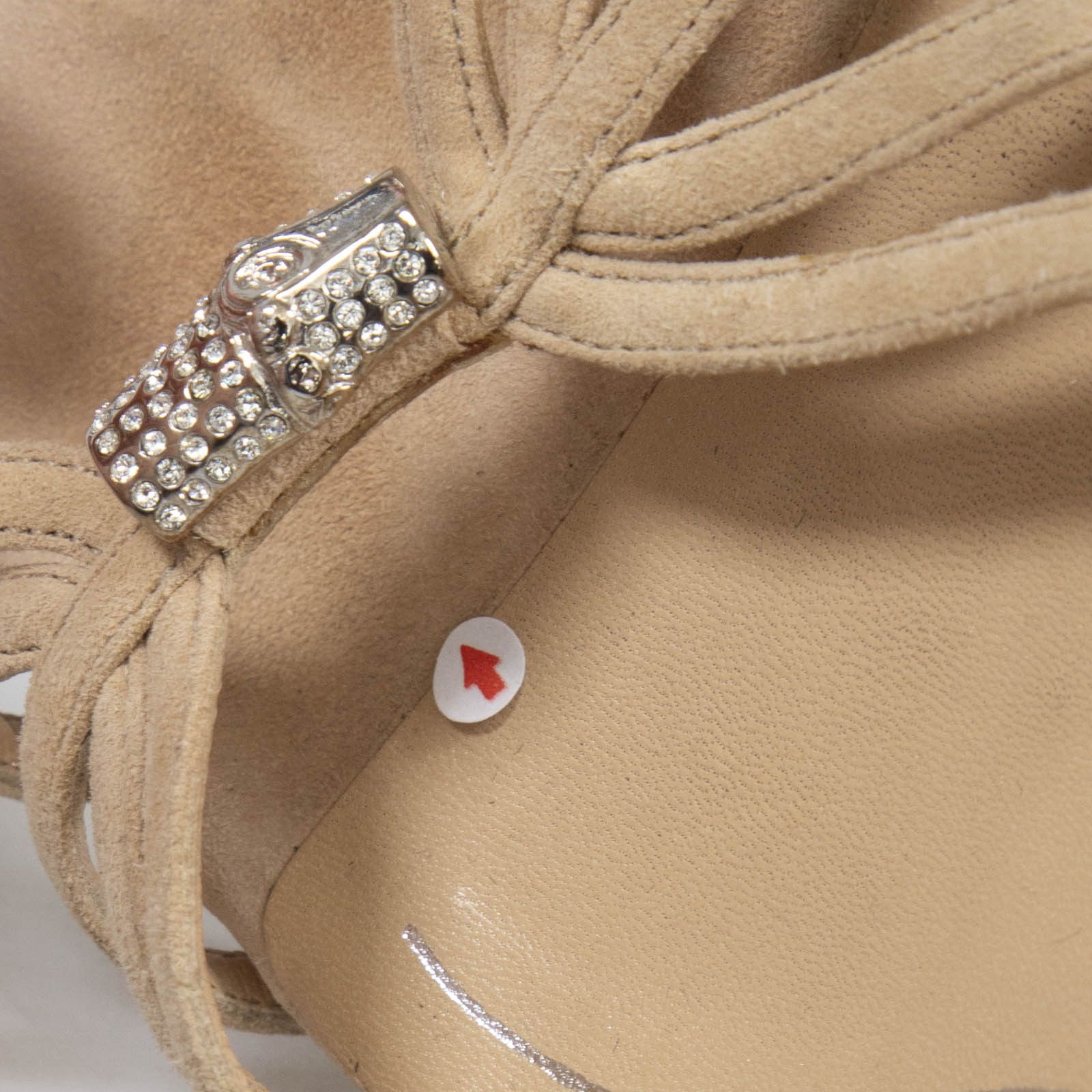 Gucci Beige Suede Gemstone Accent Sandals Size US 9.5 / IT 39.5 - 8 Thumbnail
