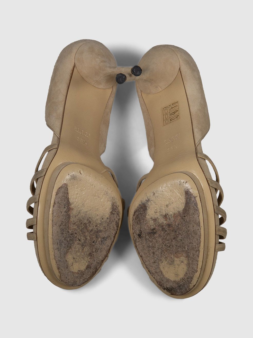 Gucci Beige Suede Gemstone Accent Sandals Size US 9.5 / IT 39.5 - 4 Thumbnail