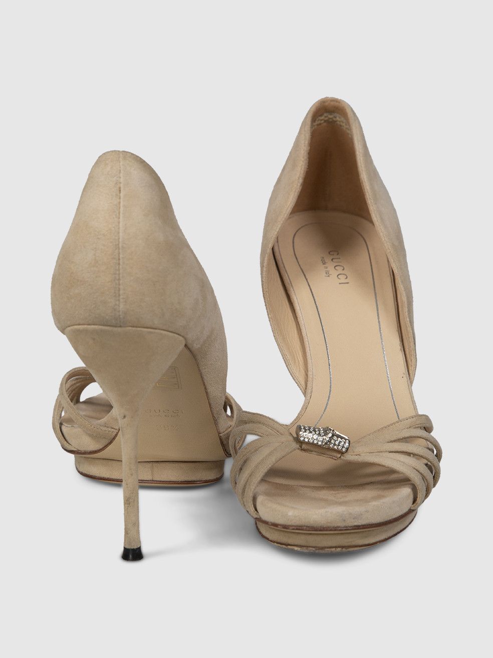 Gucci Beige Suede Gemstone Accent Sandals Size US 9.5 / IT 39.5 - 3 Thumbnail